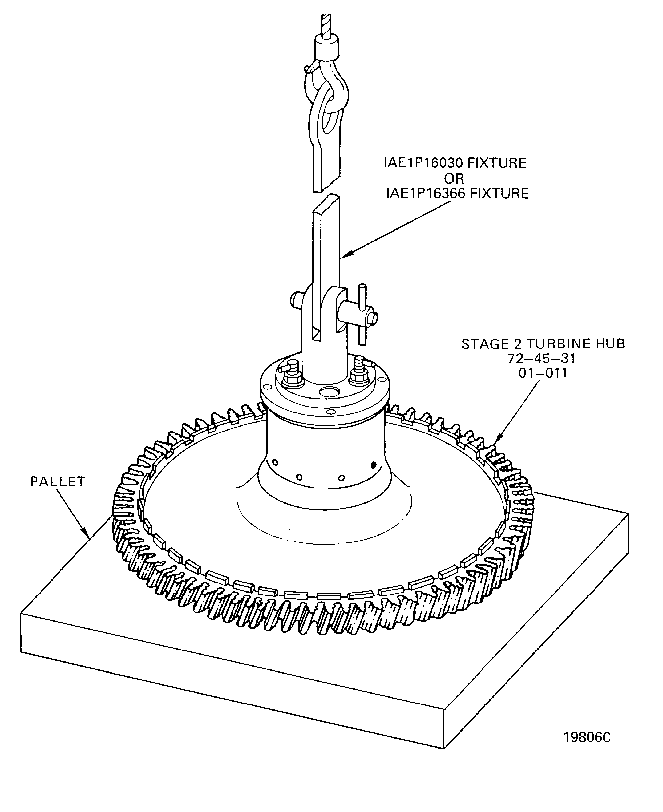 Remove the Stage 2 Turbine Rotor Assembly from the Pallet