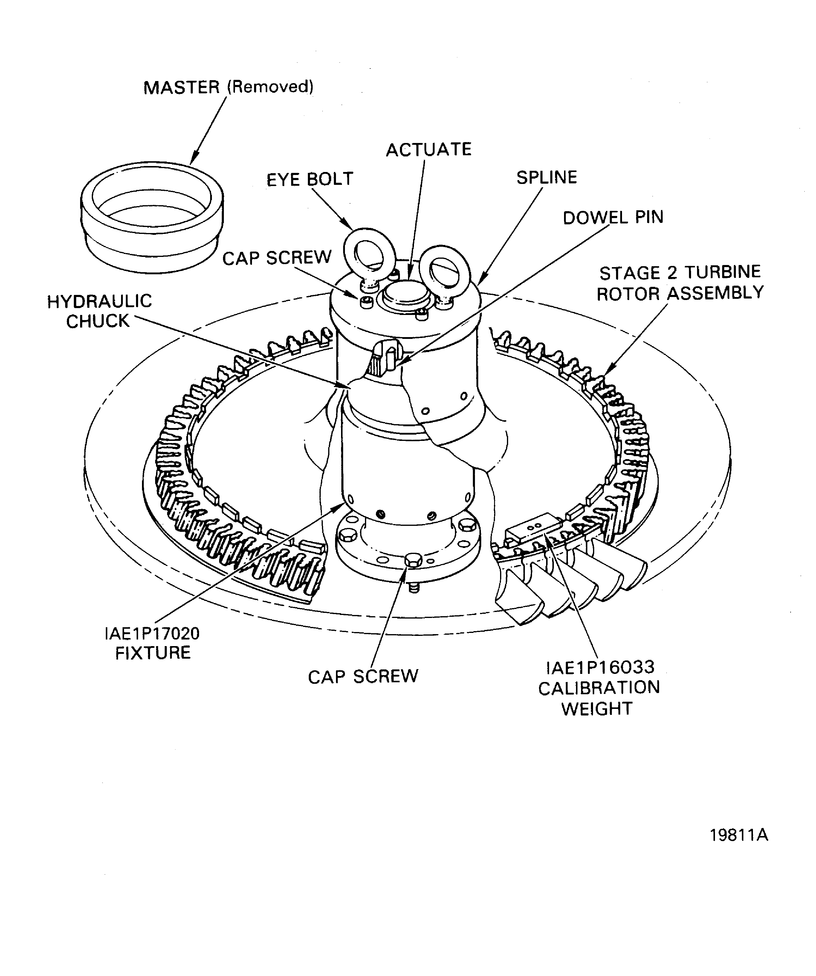 Install the Stage 2 Turbine Rotor Assembly in the IAE 1P16007 Fixture