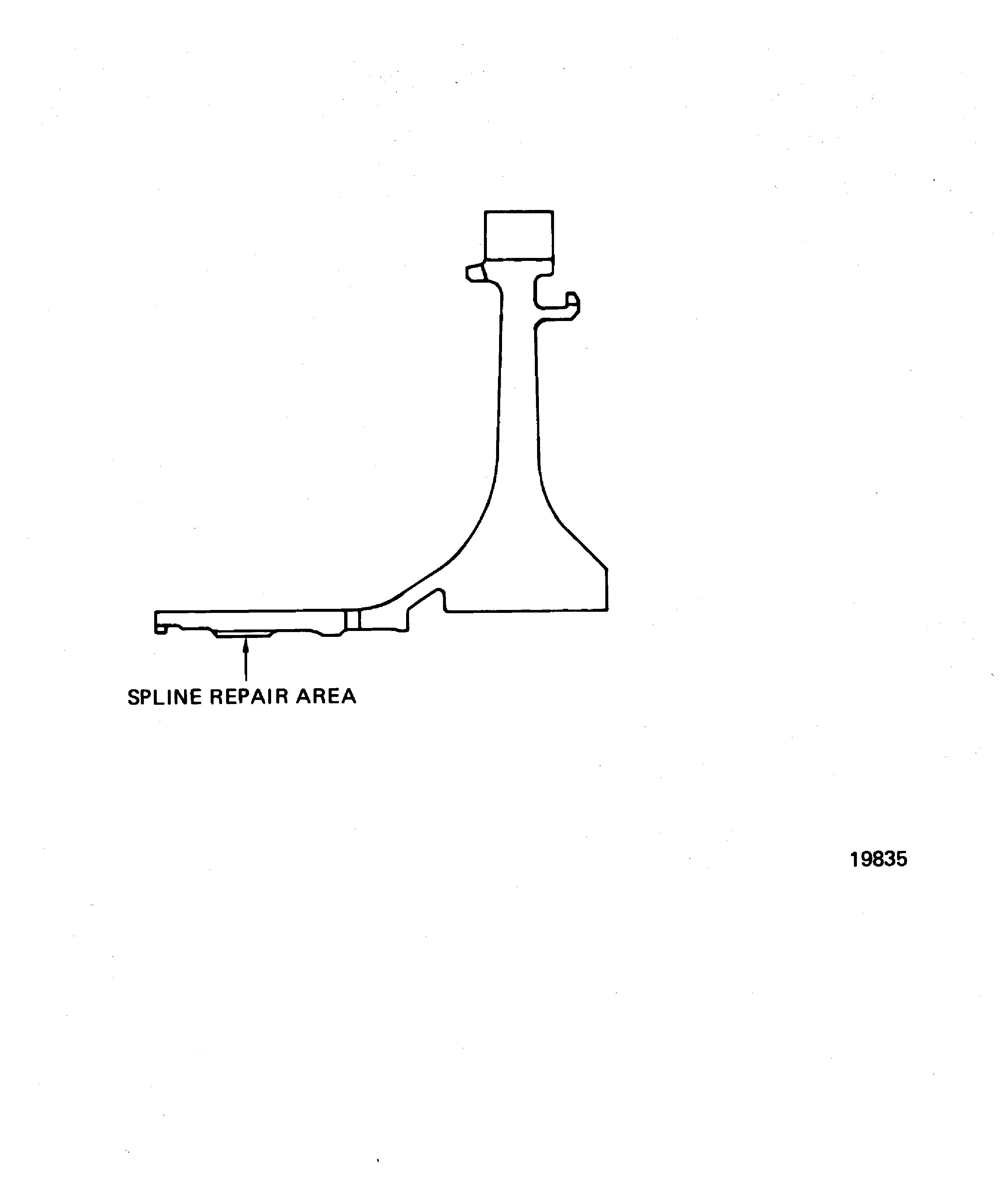 Stage 2 turbine hub spline machining
repair area
