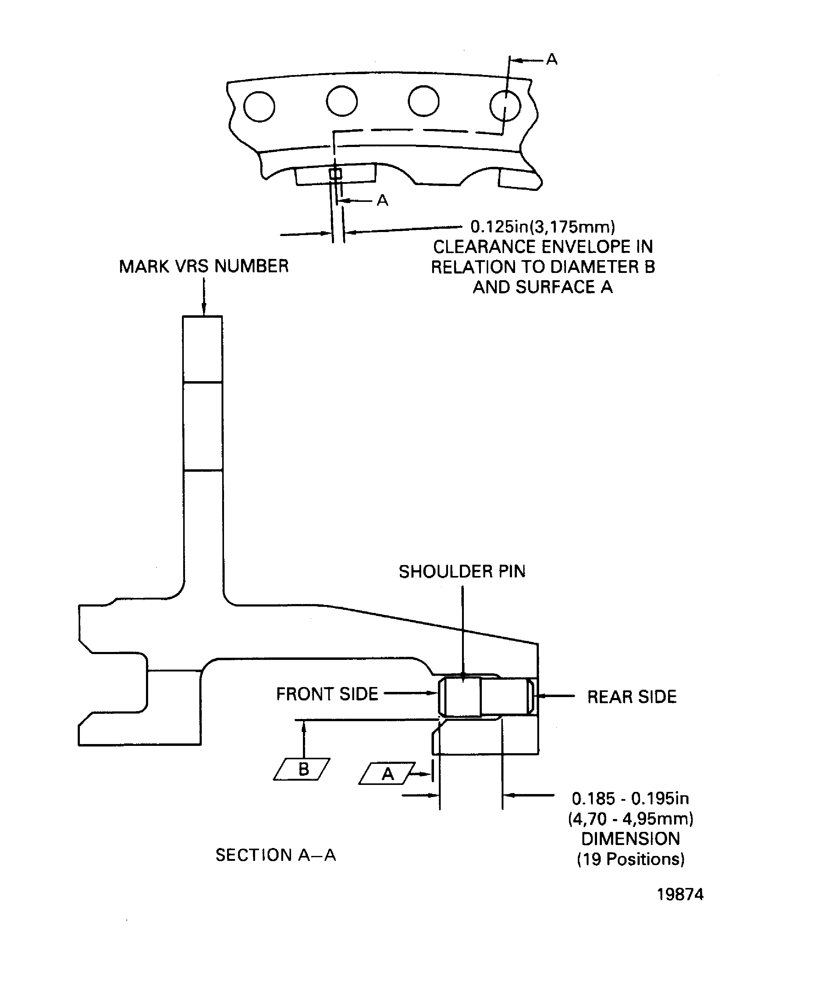 Stage 2 HPT support assembly shoulder pin repair area