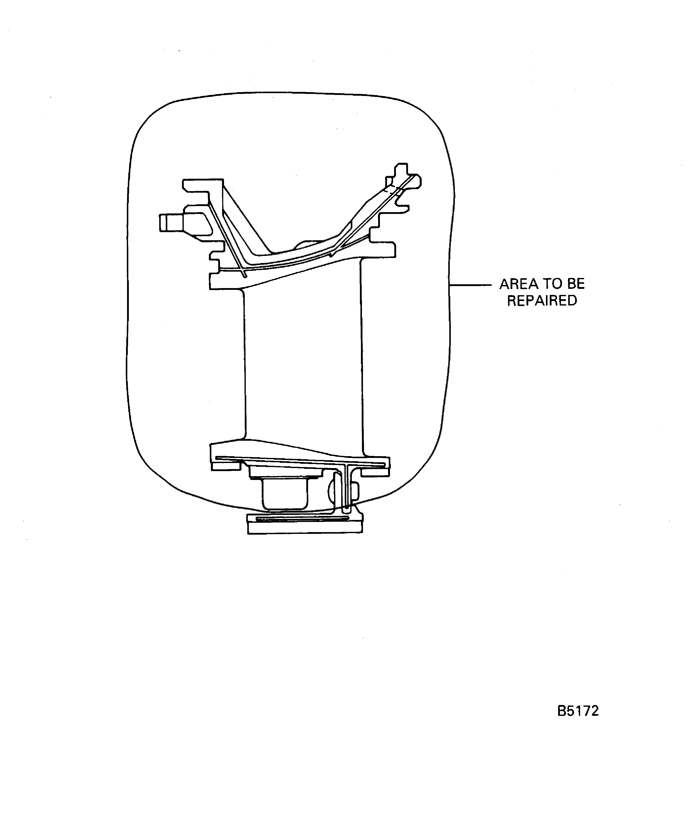 Stage 2 HPT ring segment and vane cluster assembly repair area