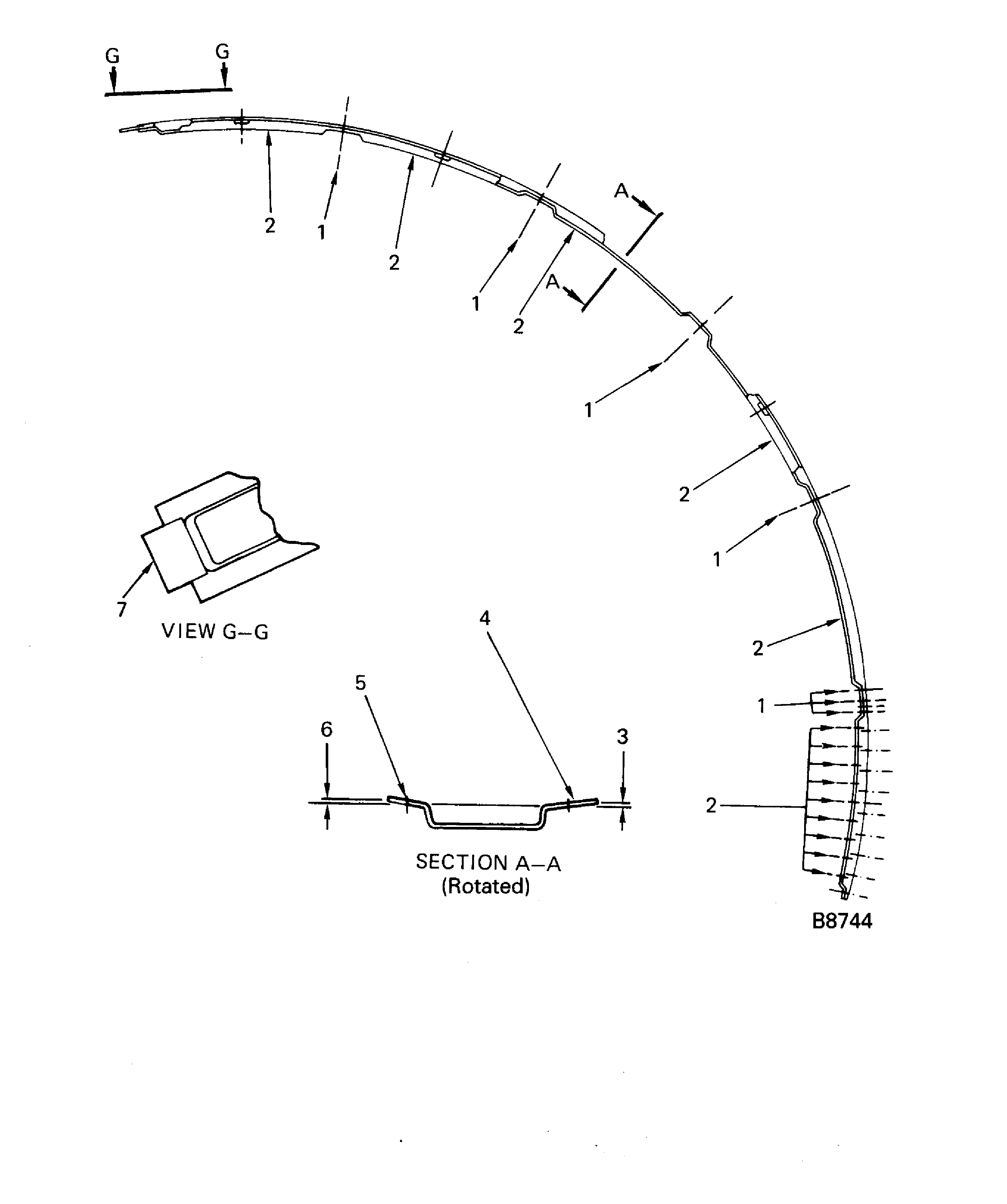 Stage 2 HPT band segment assembly inspection locations