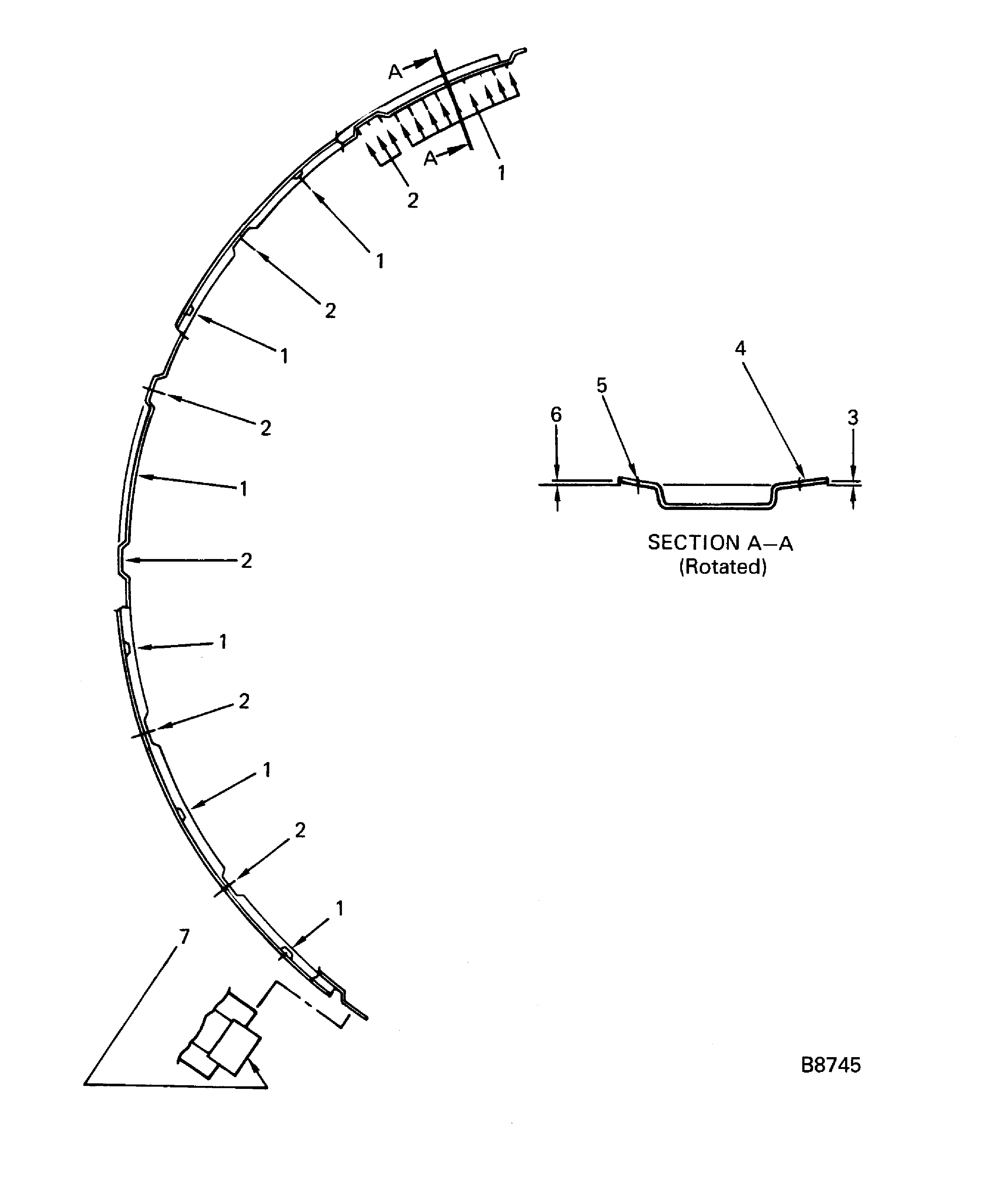 Stage 2 HPT band segment assembly inspection locations