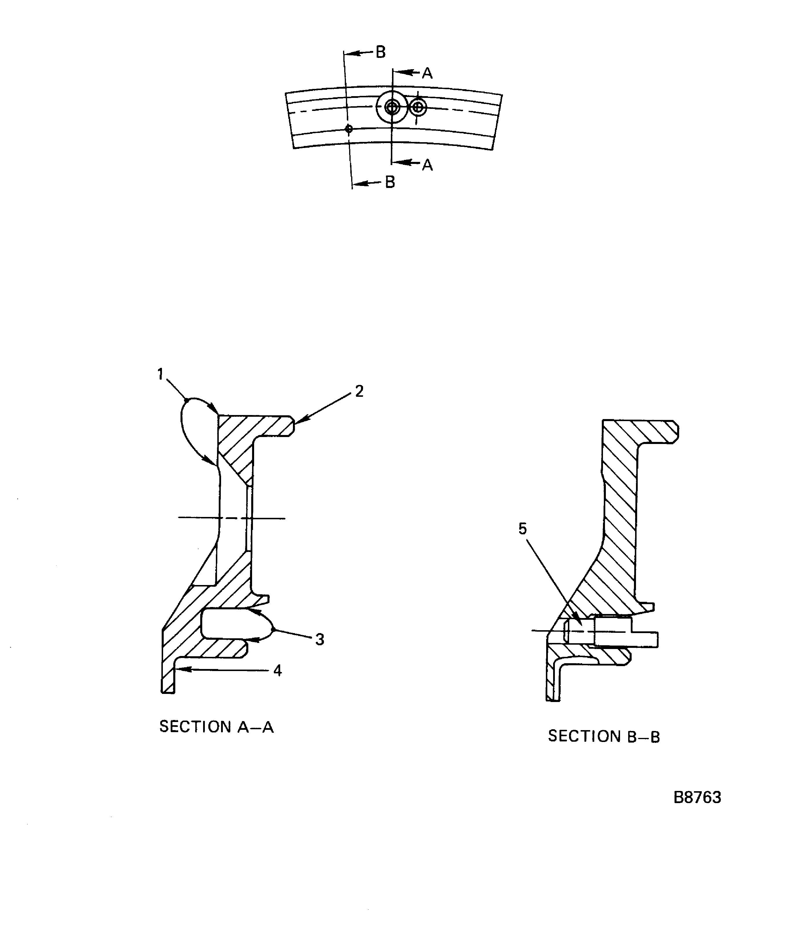 Stage 1 HPT duct support assembly inspection locations