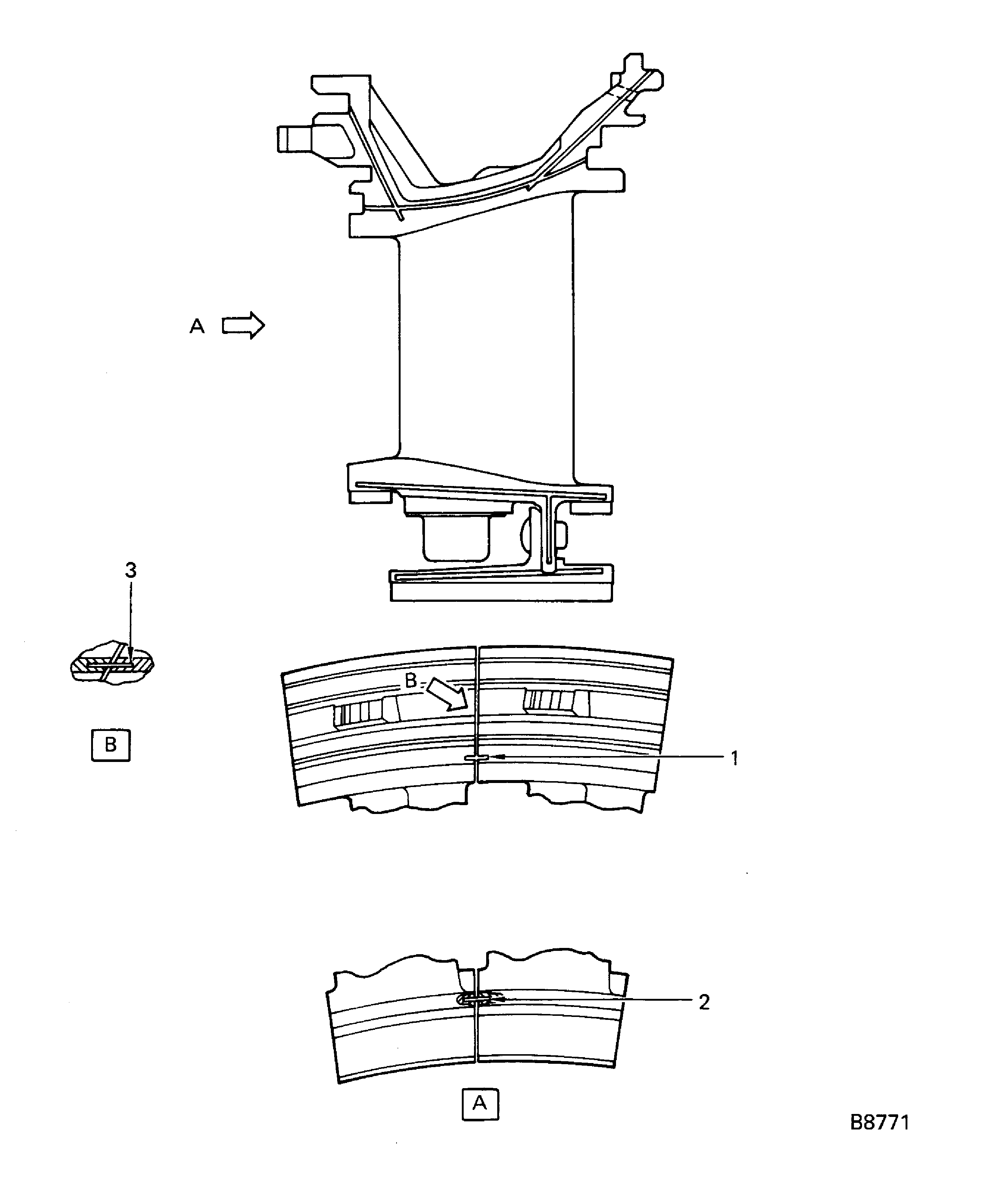 Stage 2 HPT Ring Segment and Vane Cluster Feather Seals Inspection Locations