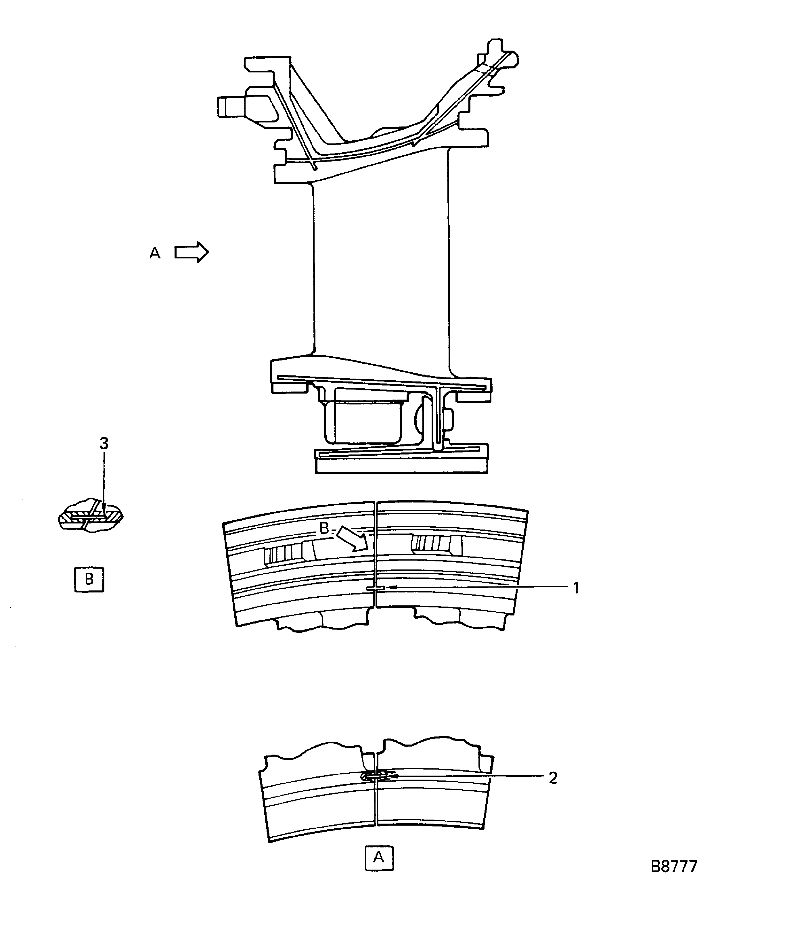 Stage 2 HPT Ring Segment and Vane Cluster Feather Seals Inspection Locations
