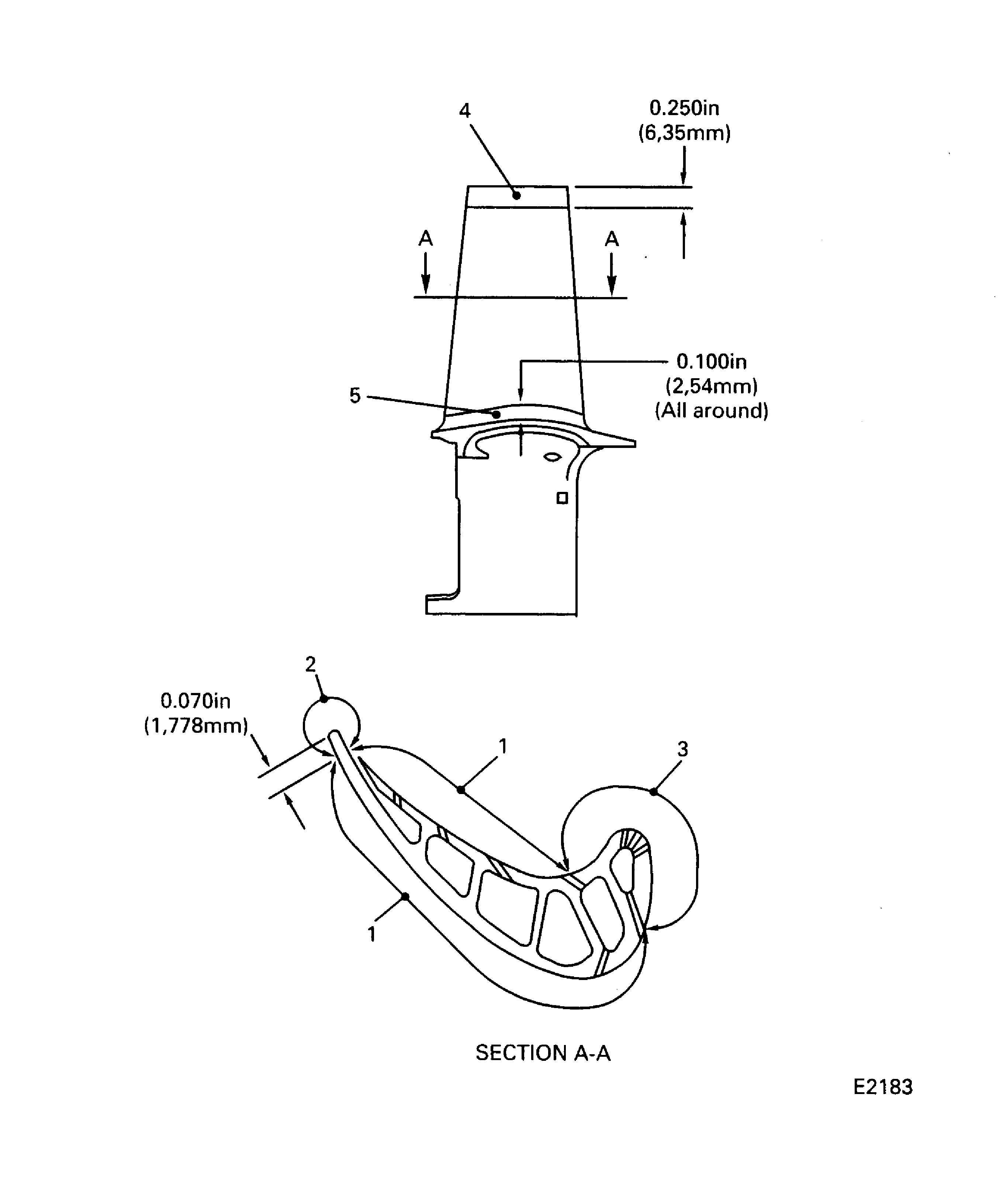 Stage 1 HPT Blade Airfoil Inspection Locations