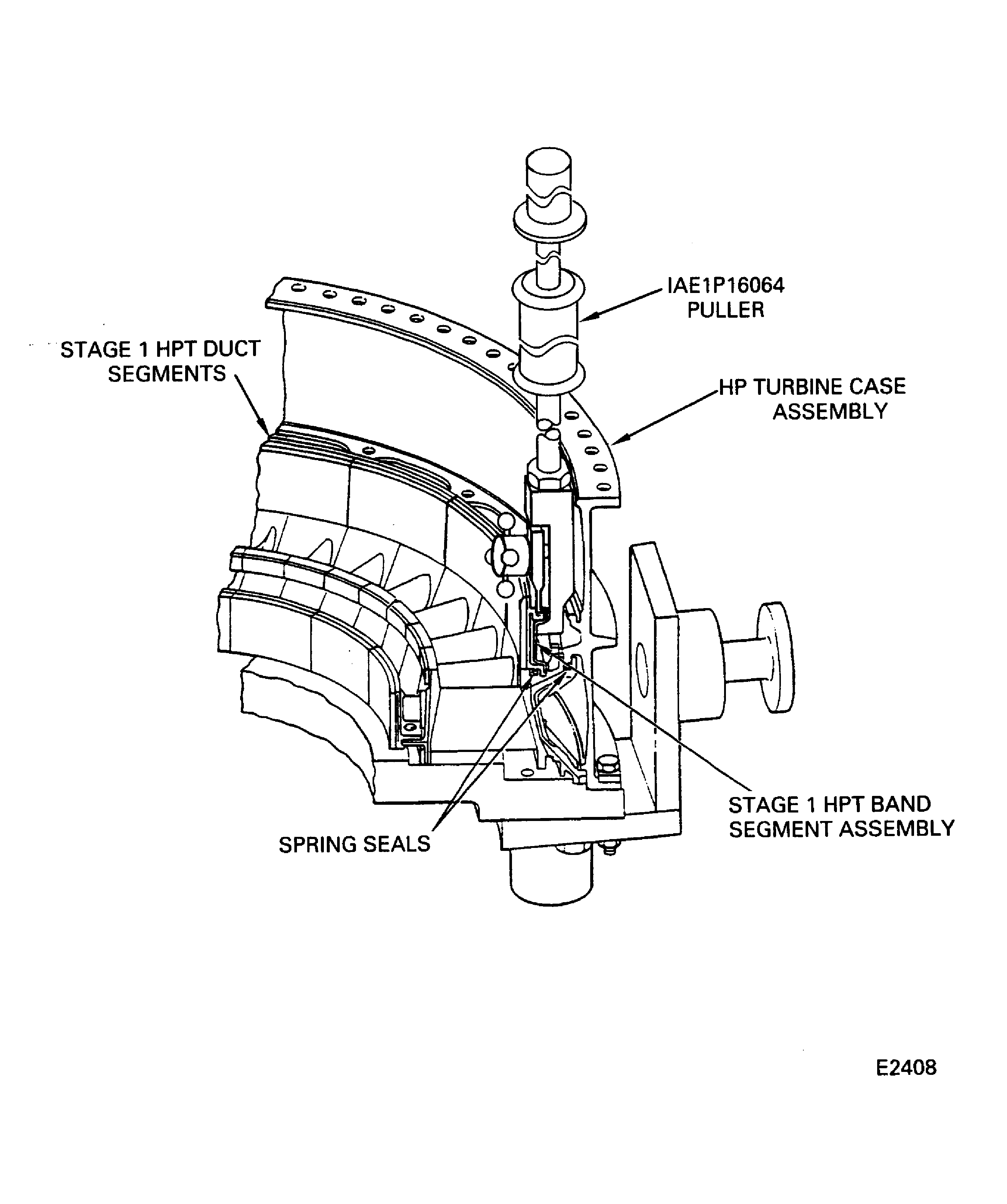 Remove the Stage 1 HPT Duct Segment Assemblies and the Stage 1 HPT Band Segments