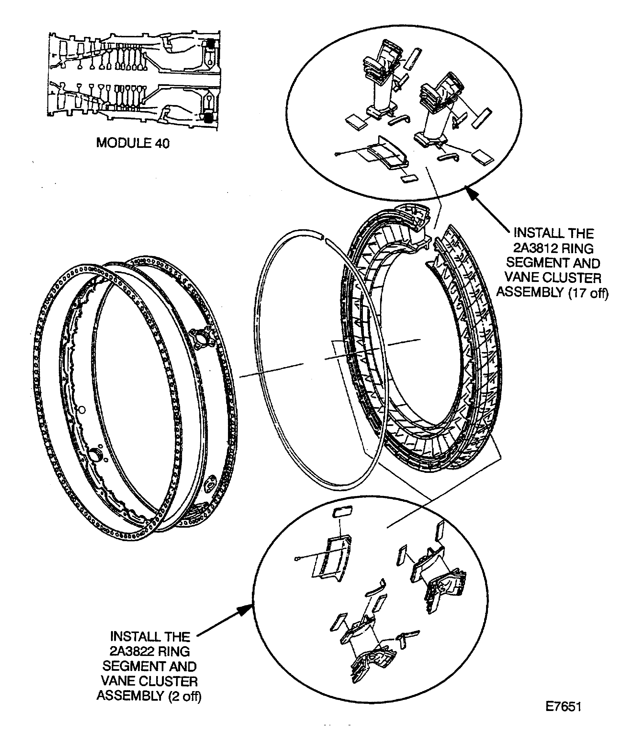 Location of the stage 2 HPT vane assemblies