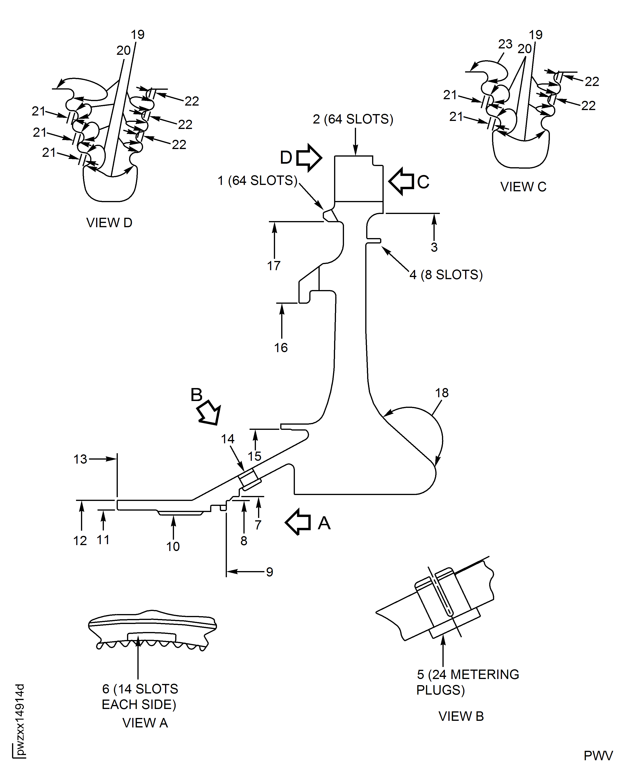 Stage 1 Turbine Hub Inspection Locations