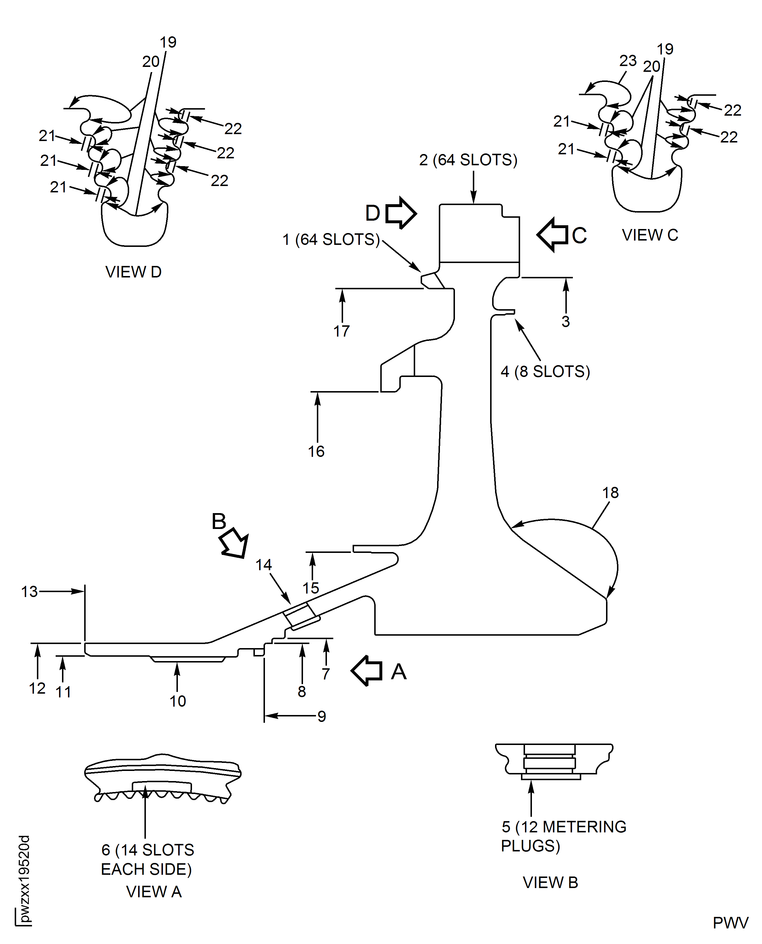Stage 1 Turbine Hub Inspection Locations