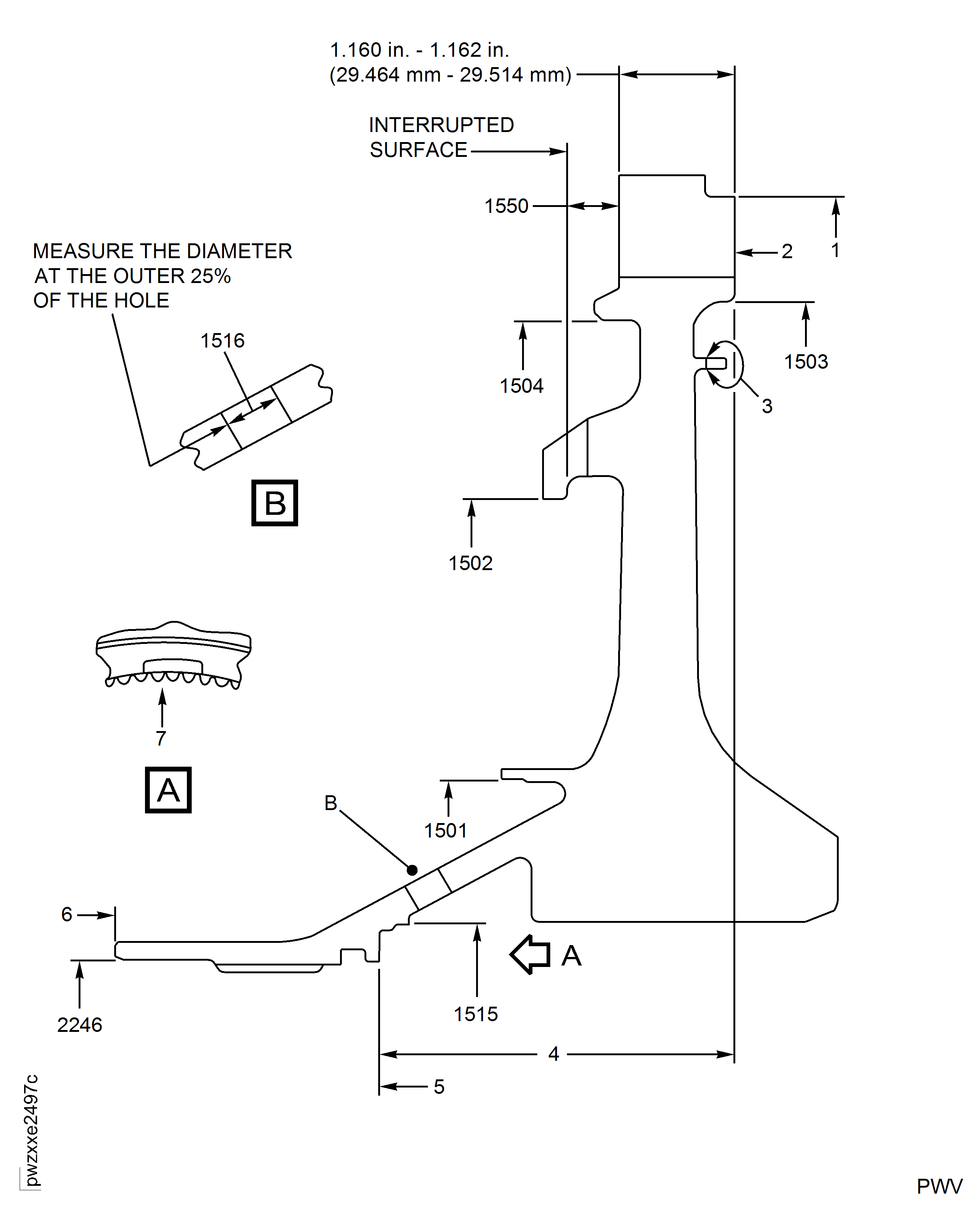Stage 1 Turbine Hub Inspection Locations