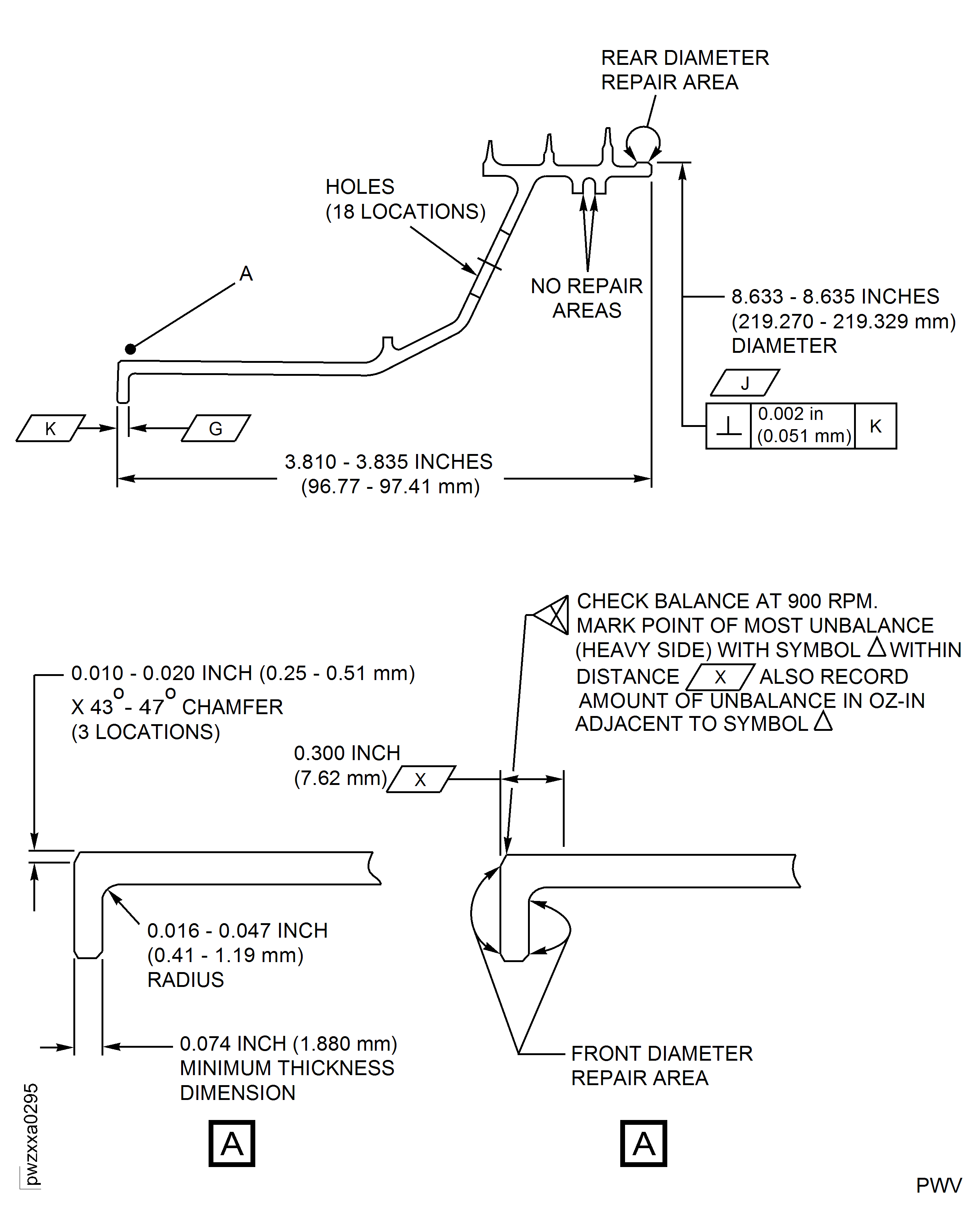 Repair Details and Dimensions (For PN 2A1203)