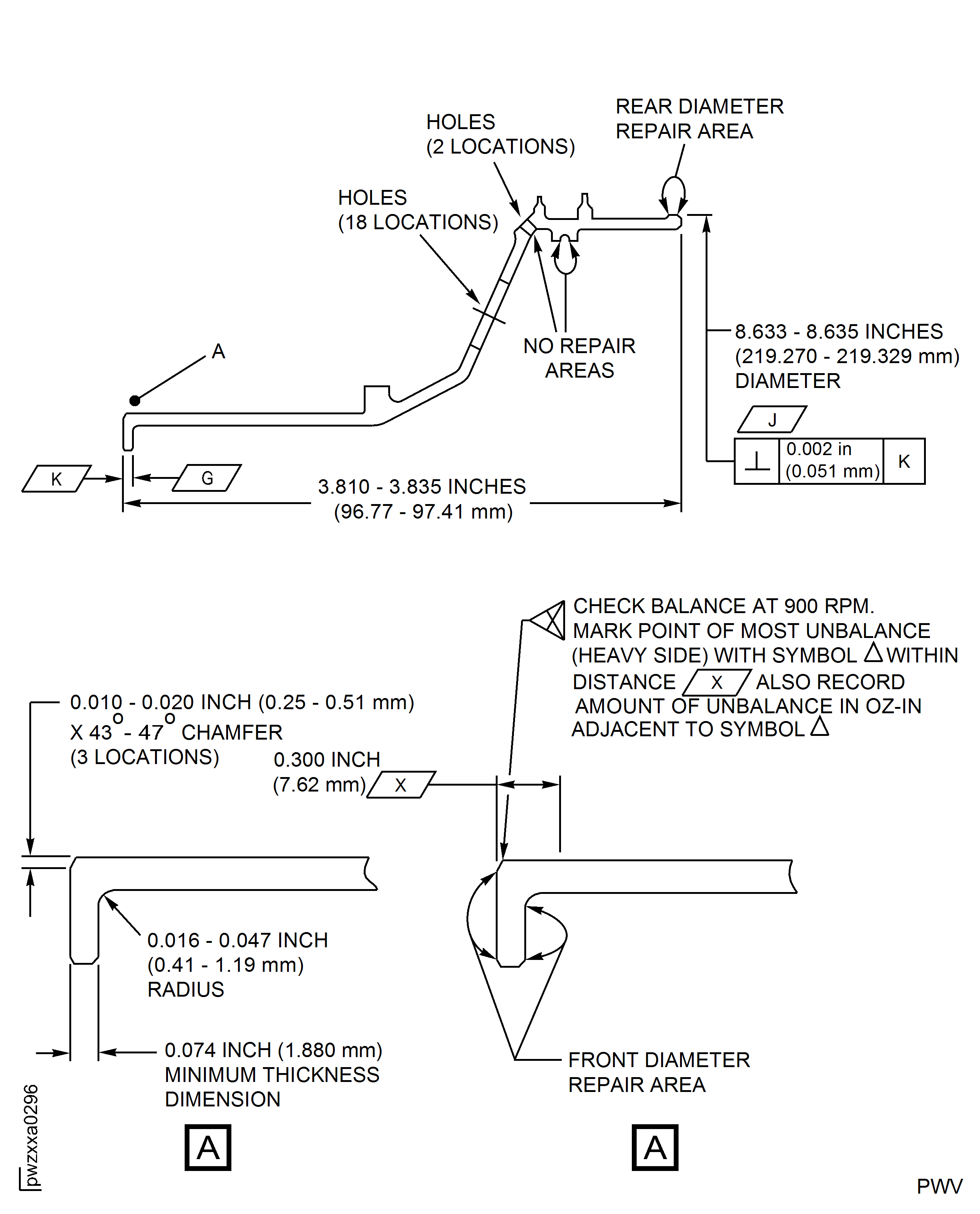 Repair Details and Dimensions (For PN 2A3032)