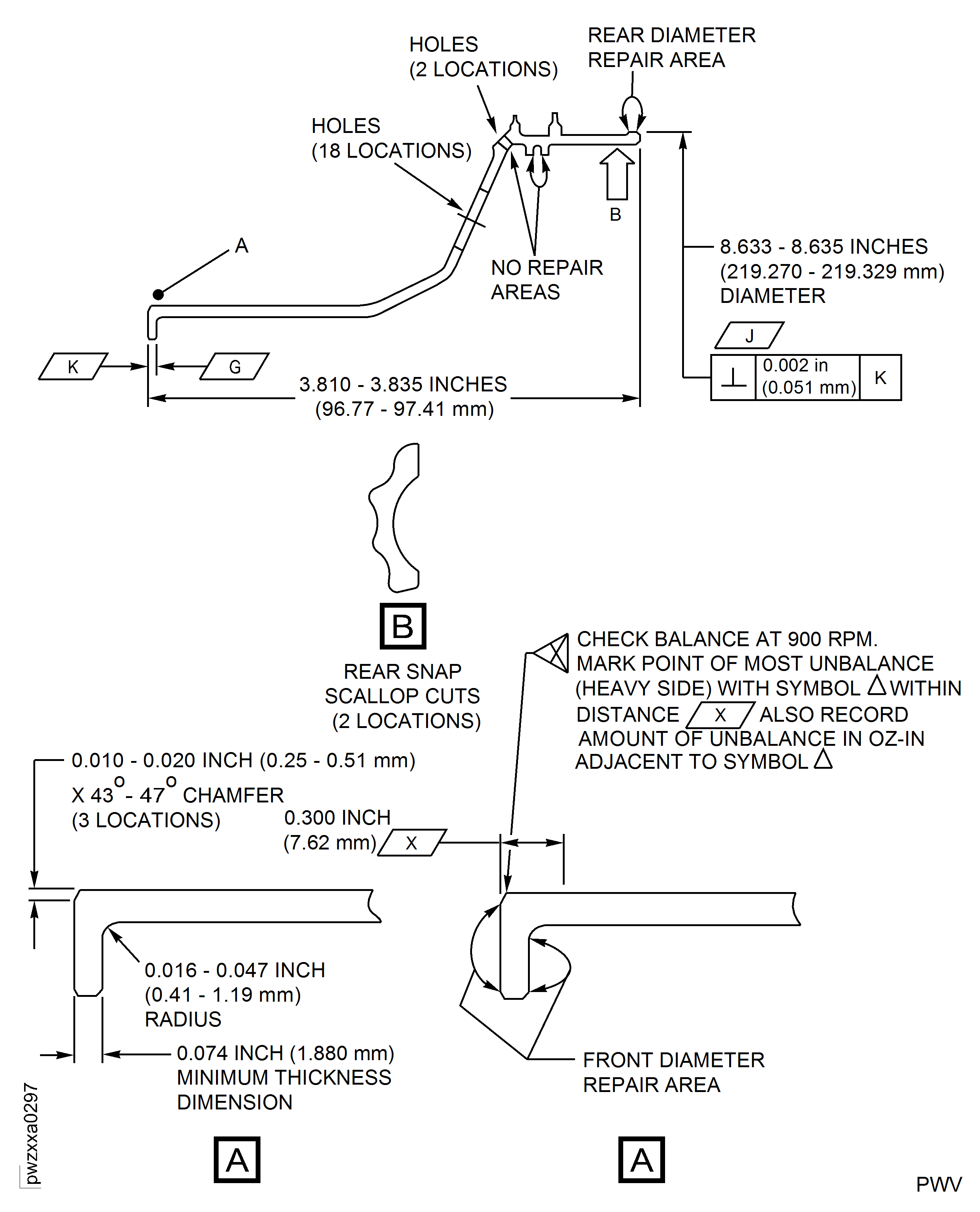 Repair Details and Dimensions (For PN 2A3069