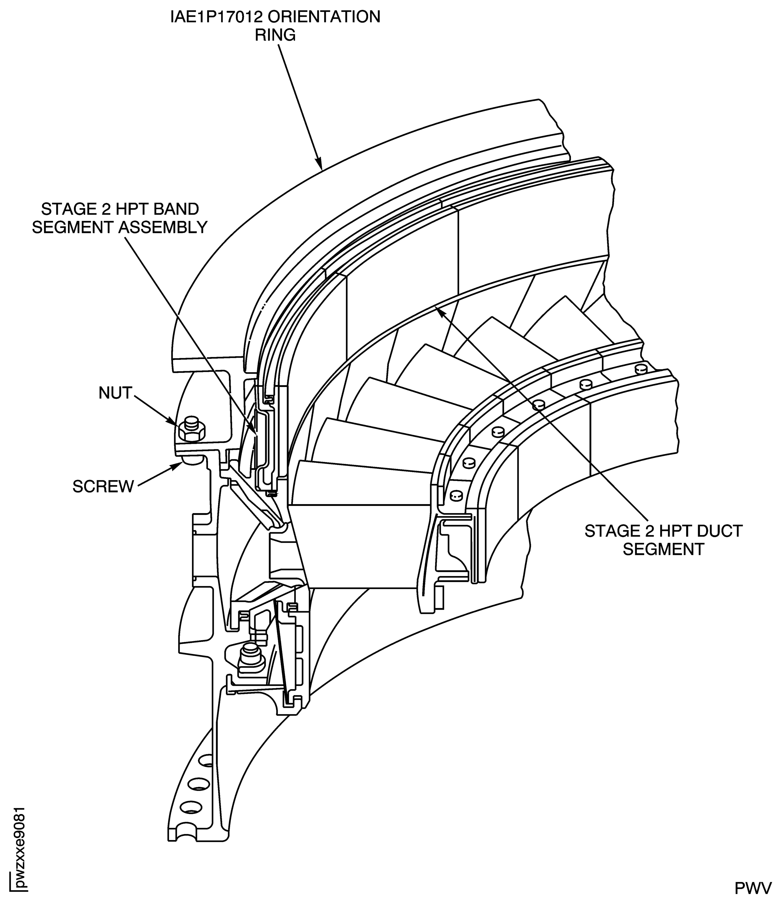 Stage 2 HPT Band Segment and Stage 2 HPT Duct Segments