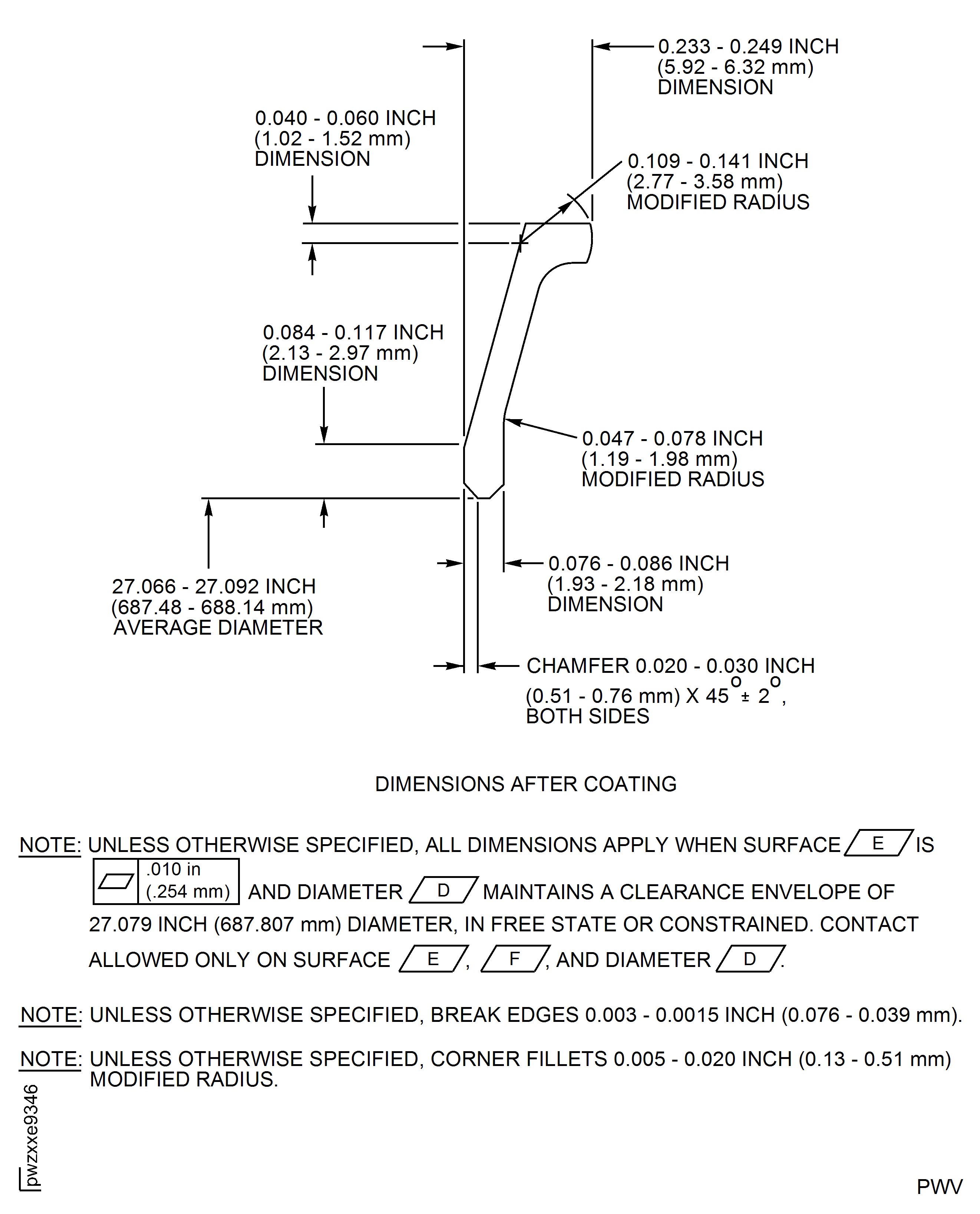 Stage 2 HPT Seal - Dimensions After Coating
