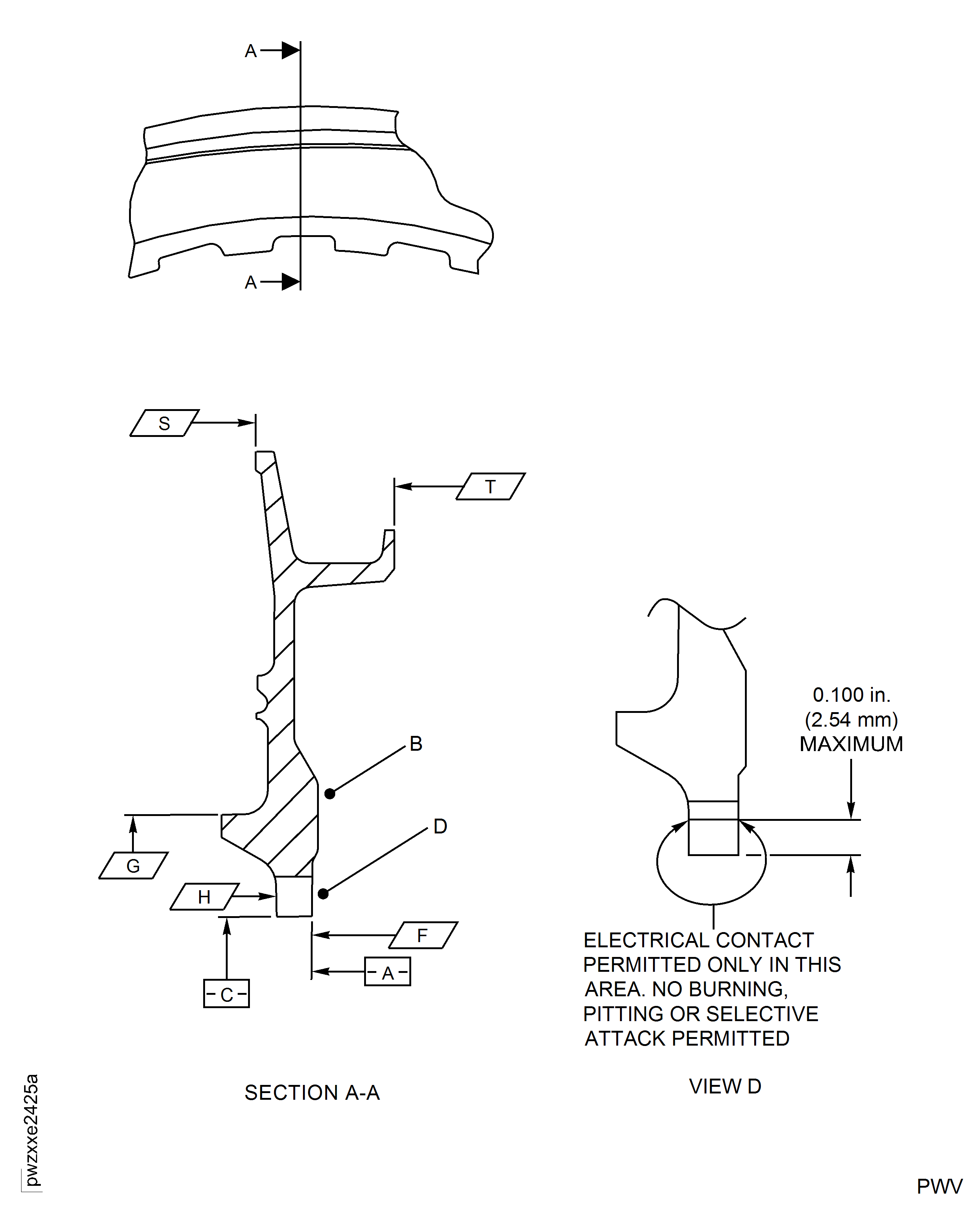 HPT Stage 2 Blade Retaining Plate Repair Areas