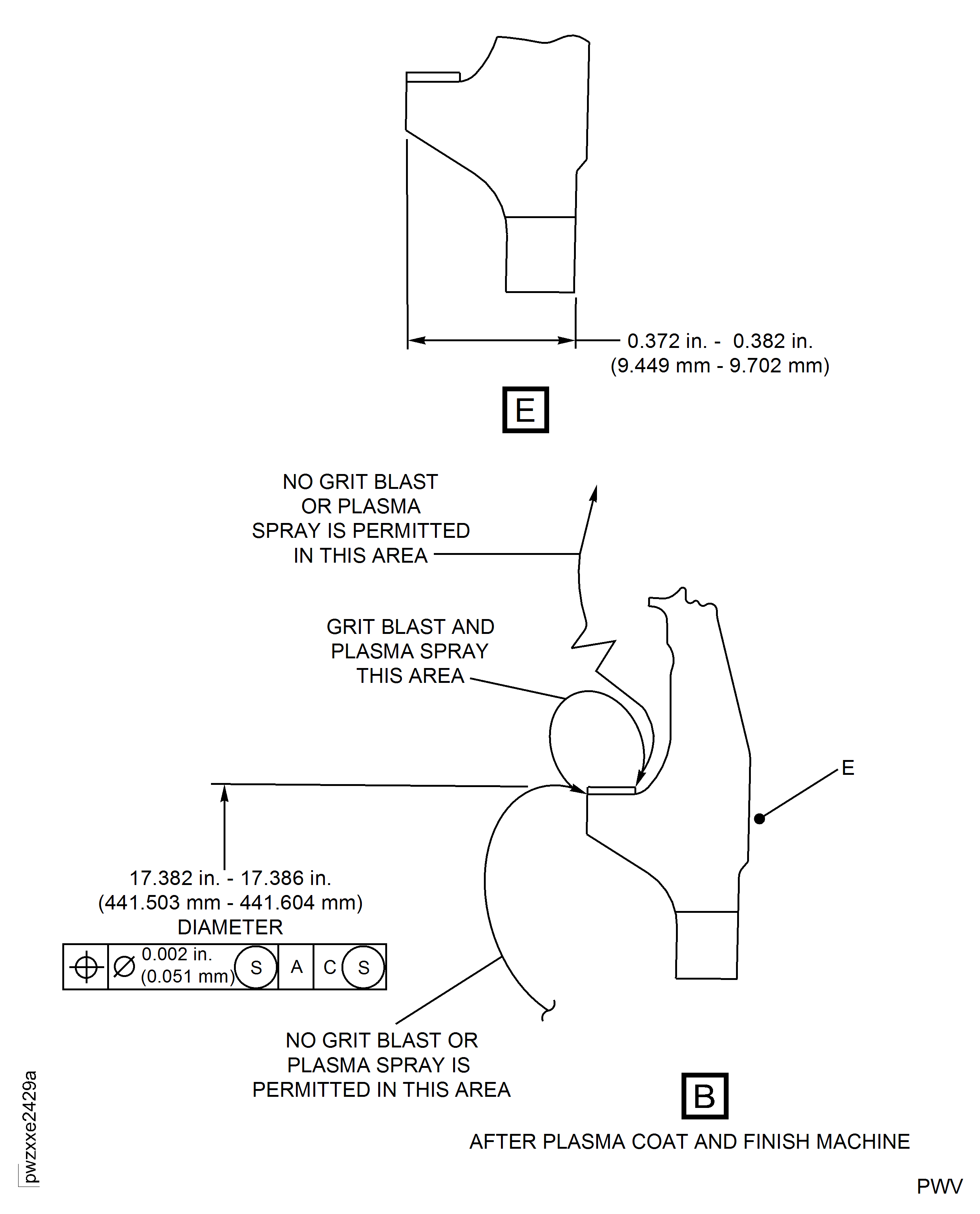 HPT Stage 2 Blade Retaining Plate After Plasma Coat and Finish Grind Repair Dimensions for PN 2A0160 and 2A1813
