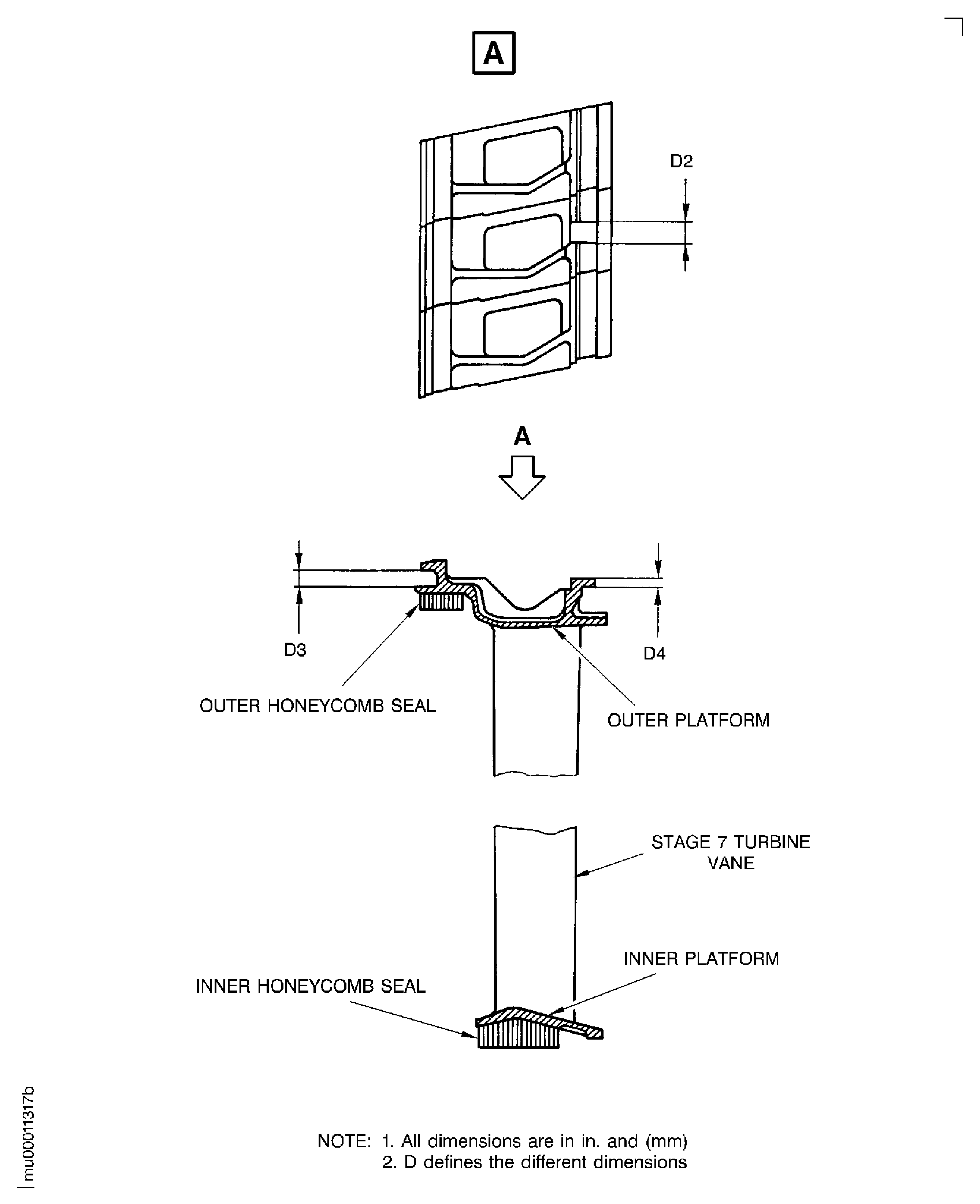 Examine the stage 7 turbine vanes