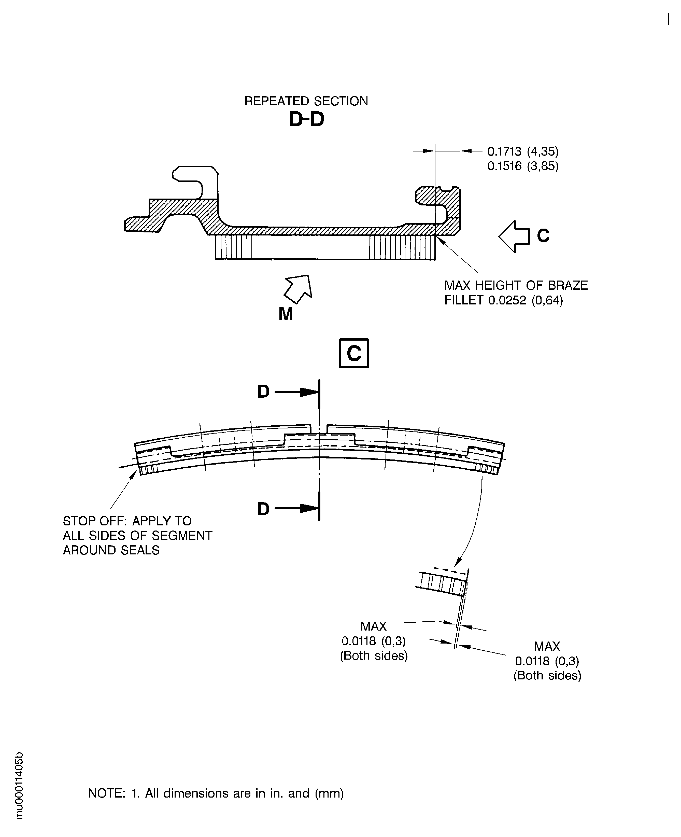 Replace the honeycomb seal segment of the stage 7 shroud seal segment