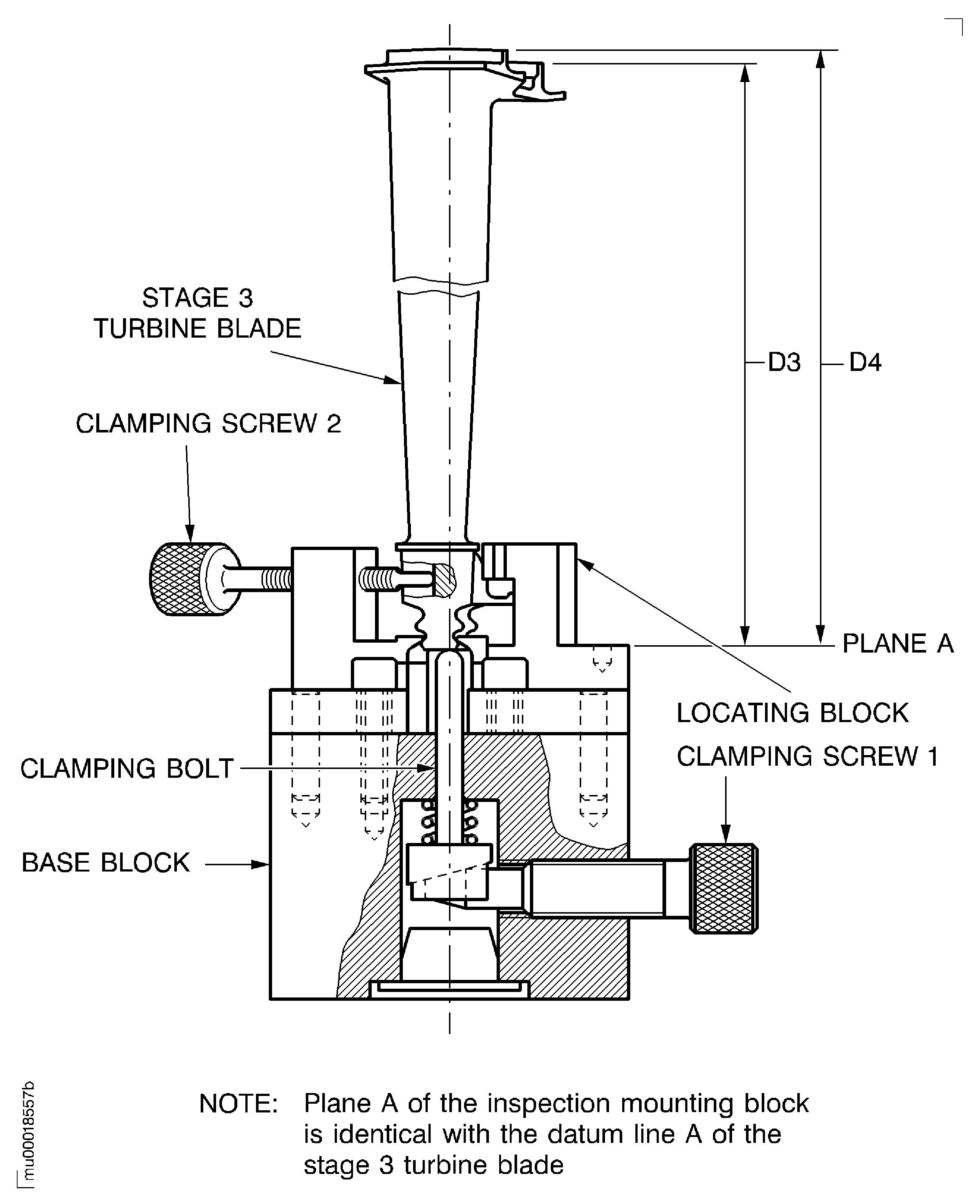 Install the Stage 3 Turbine Blade on to the Inspection Mounting
Block