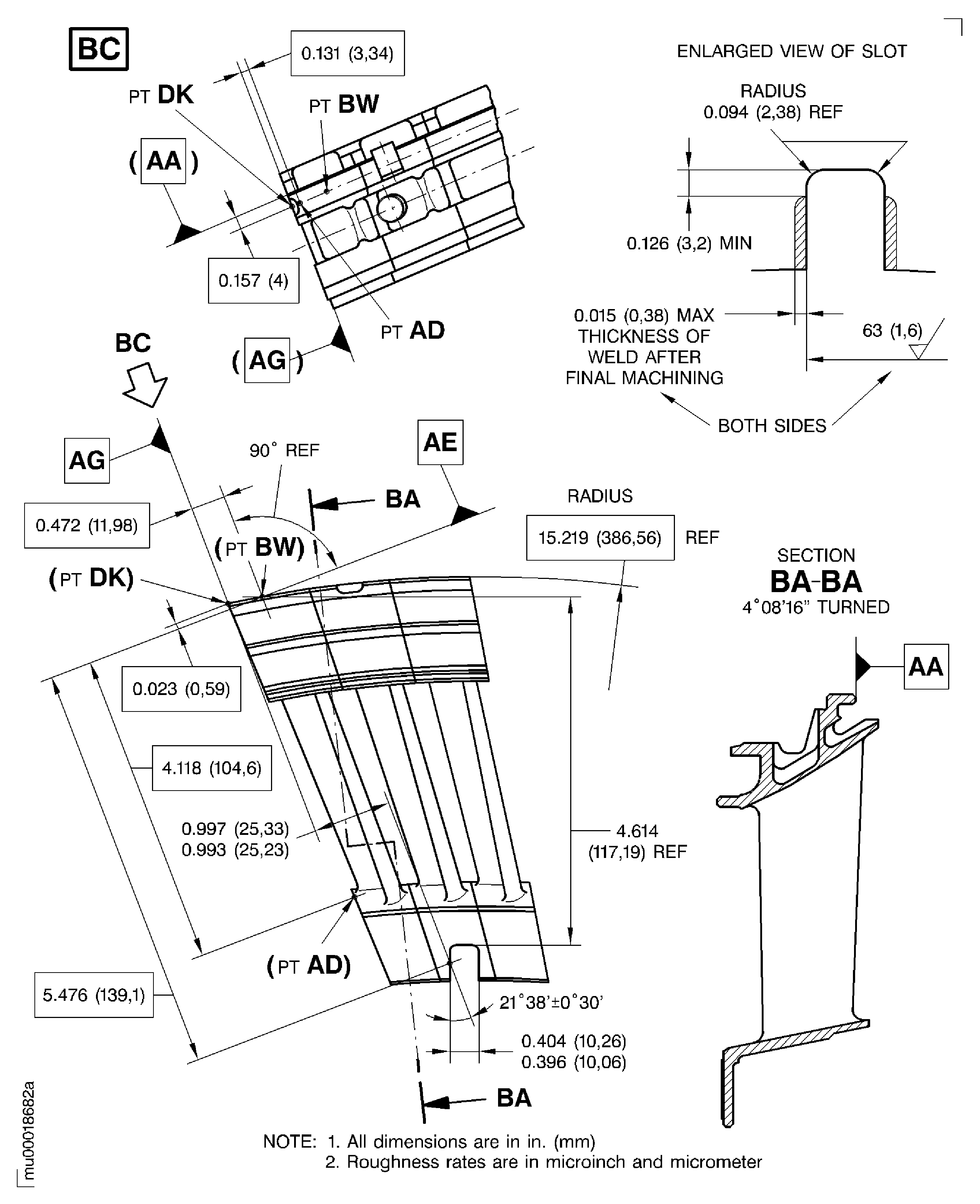 Weld up repair the inner buttress location slot of the stage 3 turbine vane