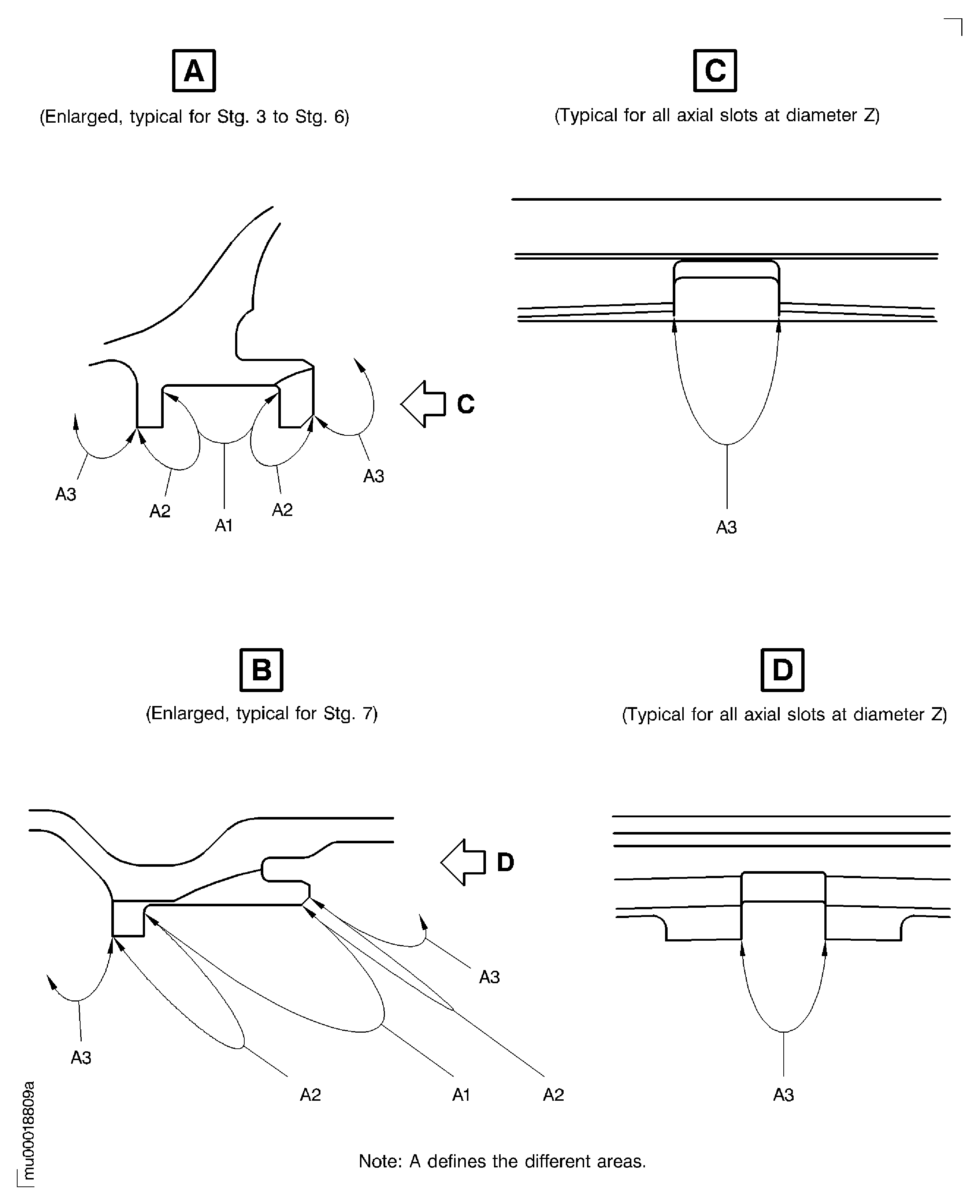 LP turbine case rear vane hook diameters before plasma spraying