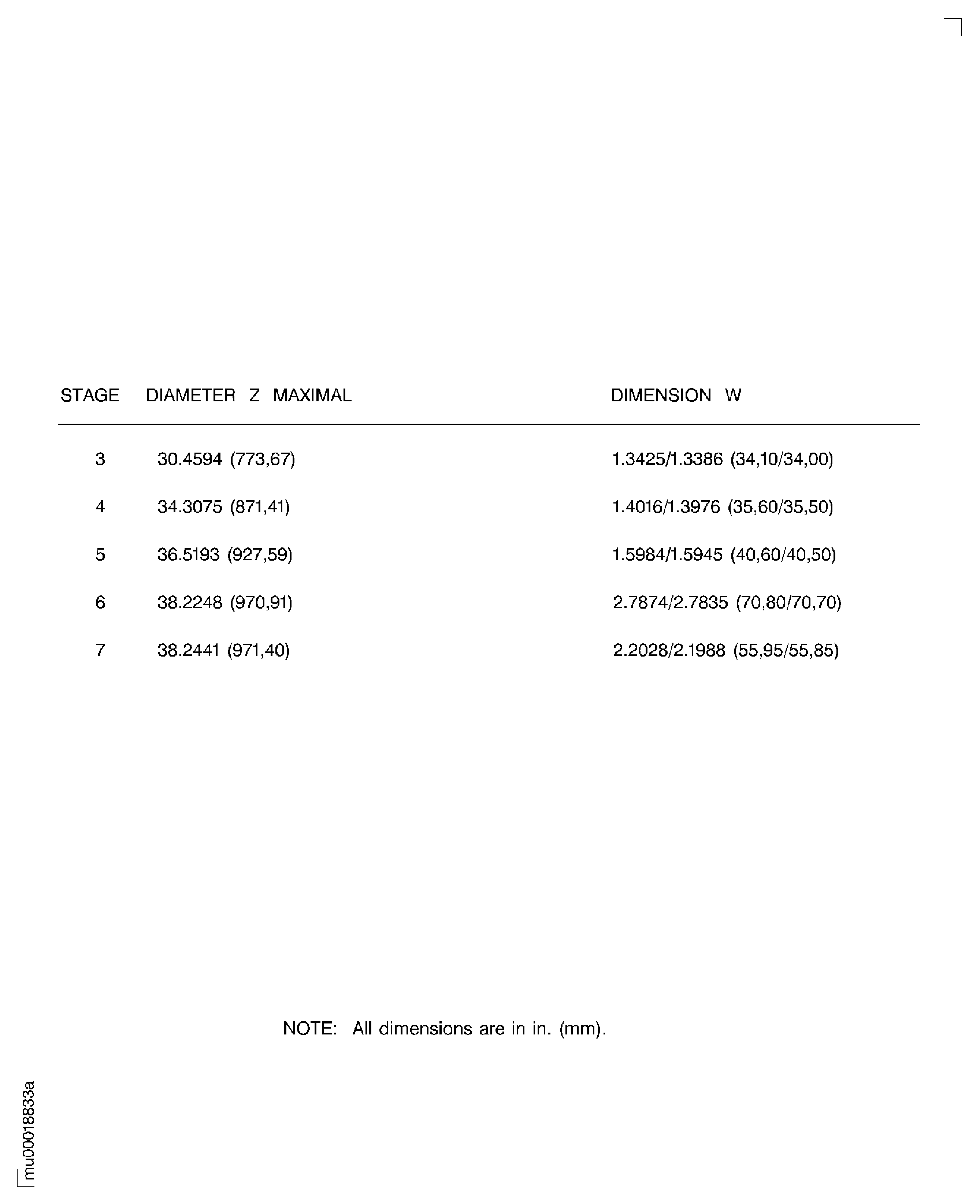 LP turbine case rear vane hook diameters before plasma spraying