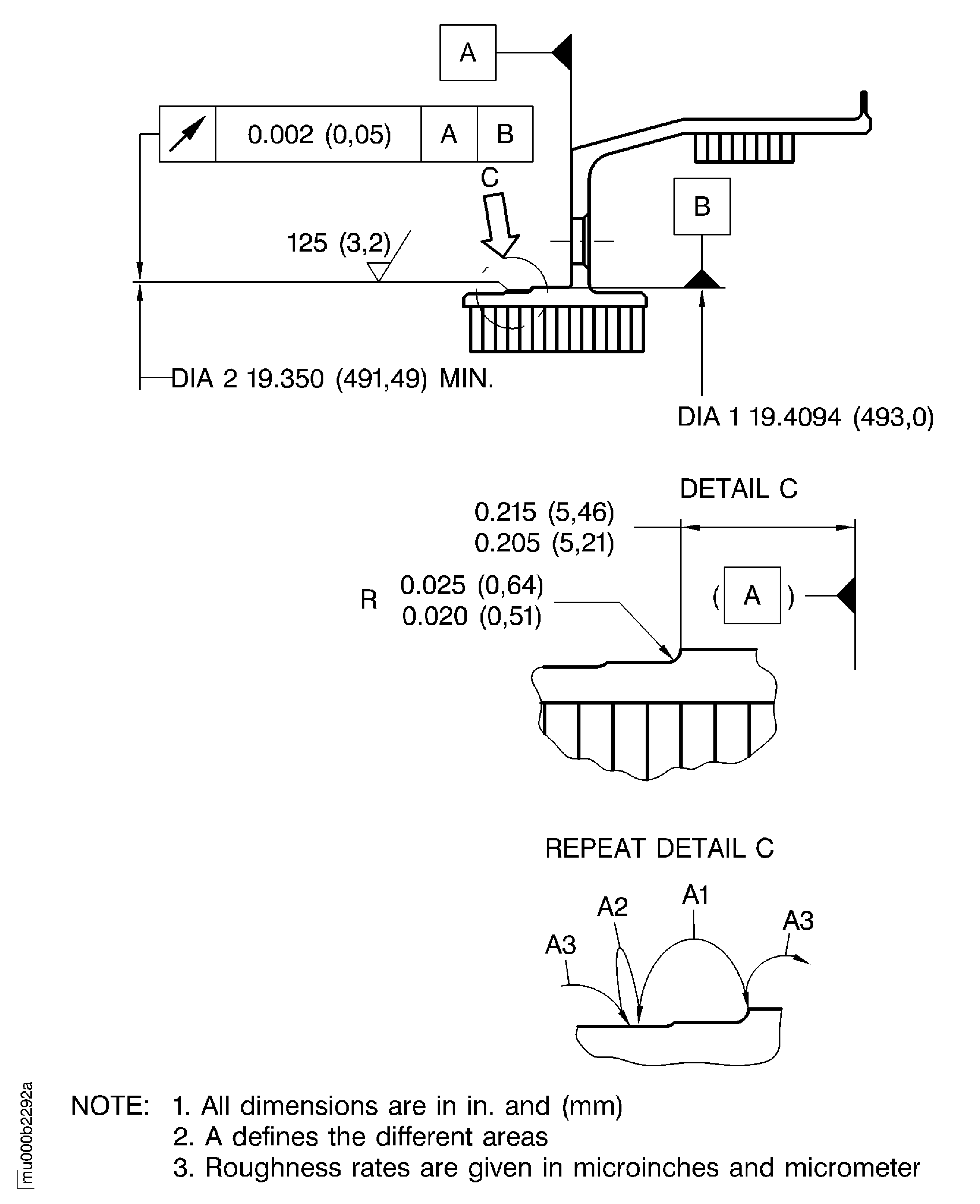 Plasma spray the diameter DIA 2 of the
stage 3 airseal ring assembly
