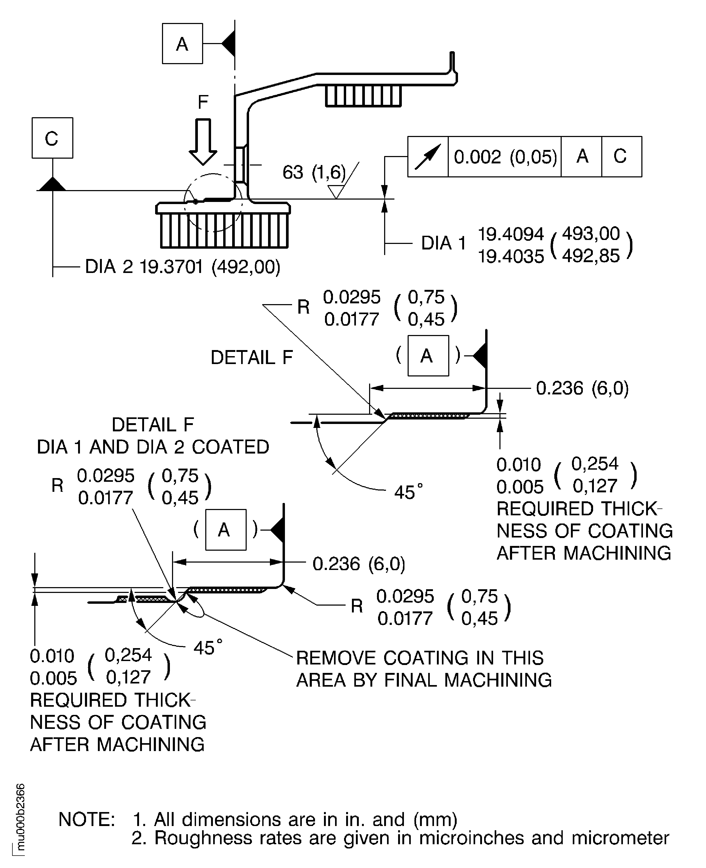 Plasma spray the diameter DIA 1 of the
stage 3 airseal ring assembly
