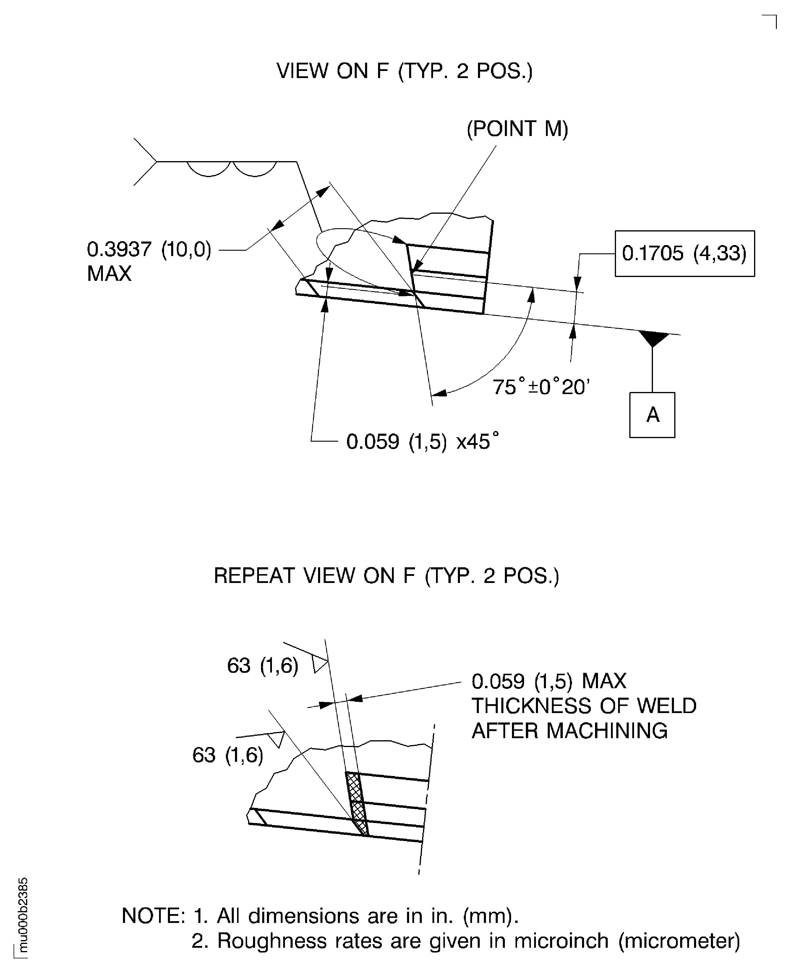 Weld repair dimensions of the stage 4 airseal segment rear
hook faces