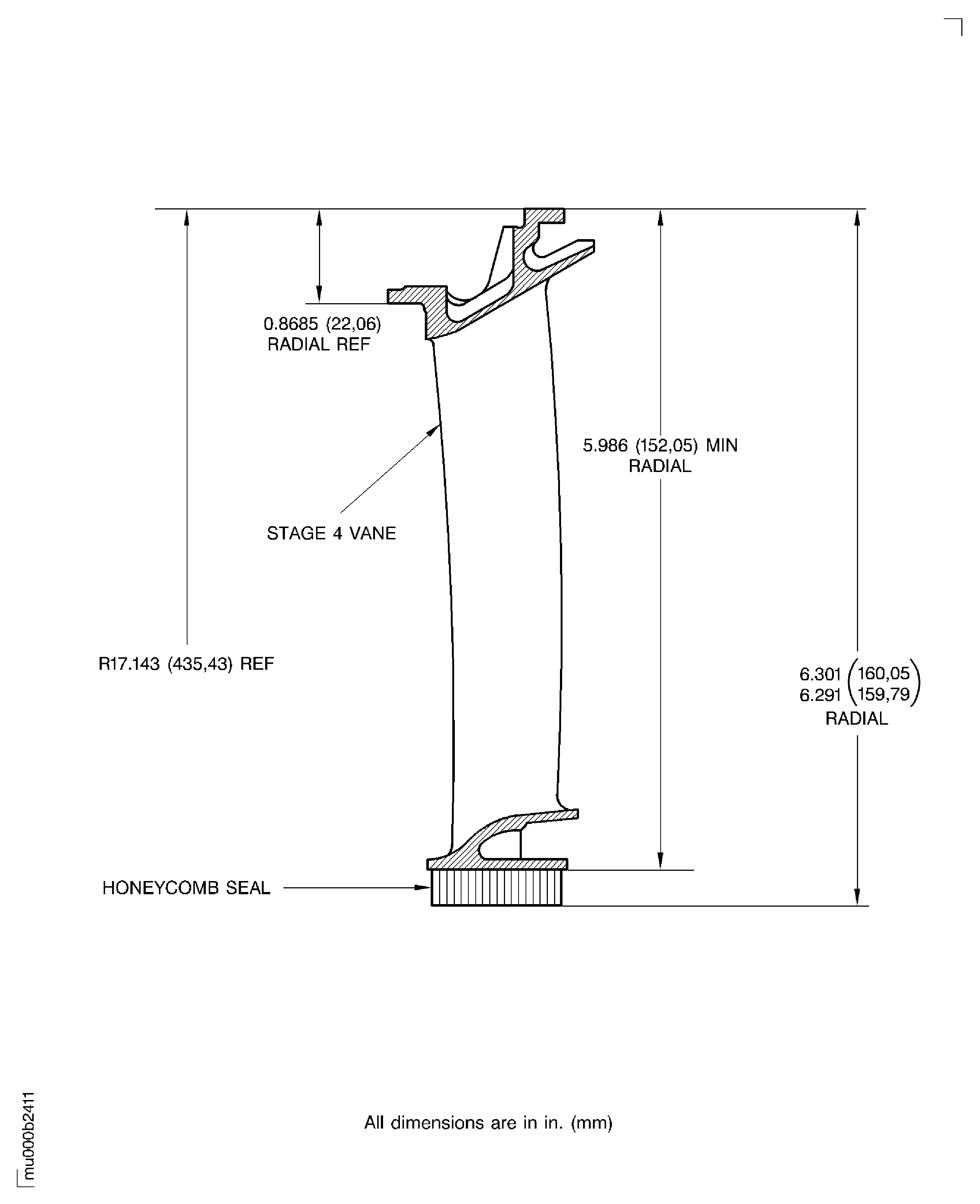 Replace the honeycomb seal segments on the inner buttress of the stage 4 turbine vane