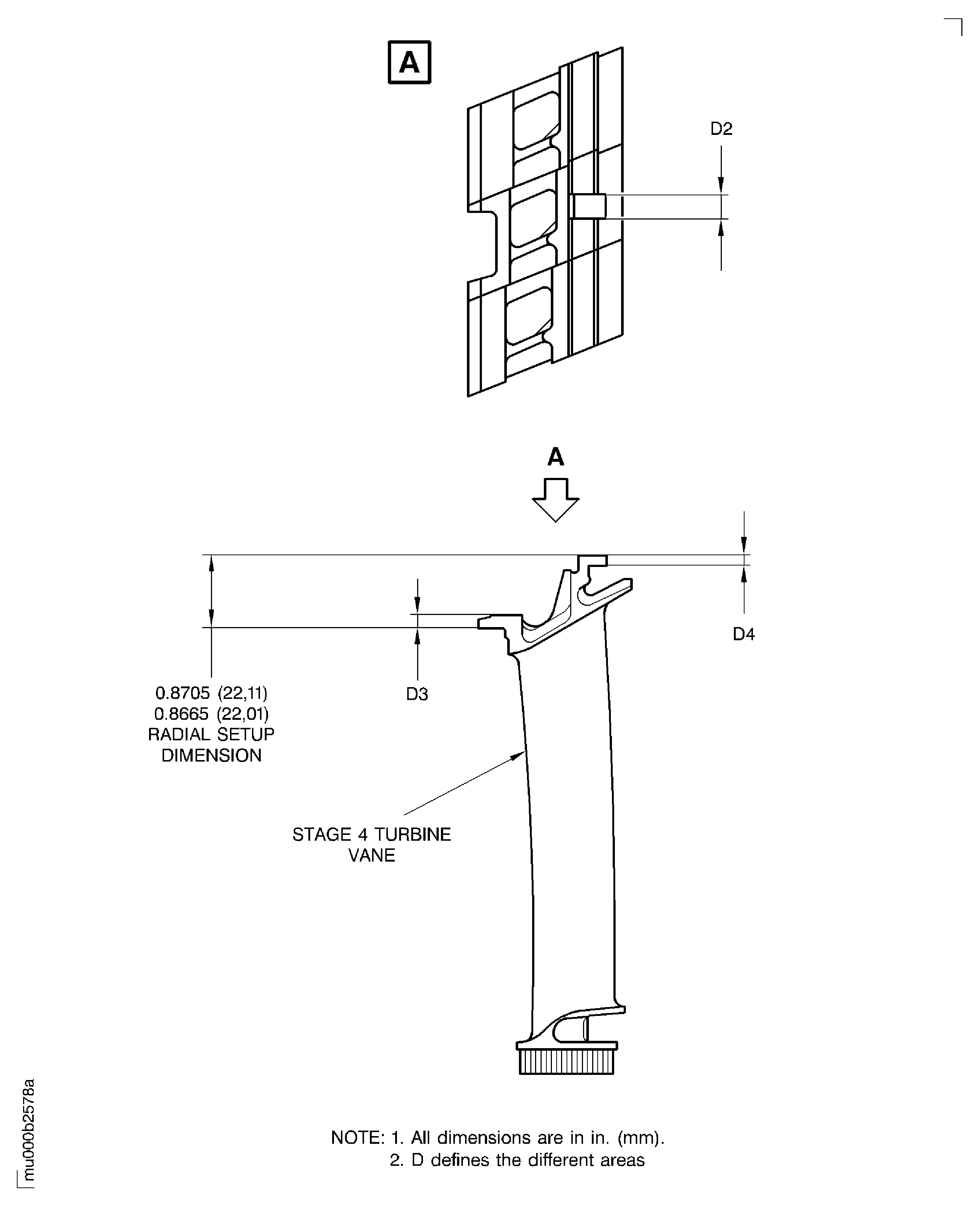 Examine the stage 4 turbine vanes