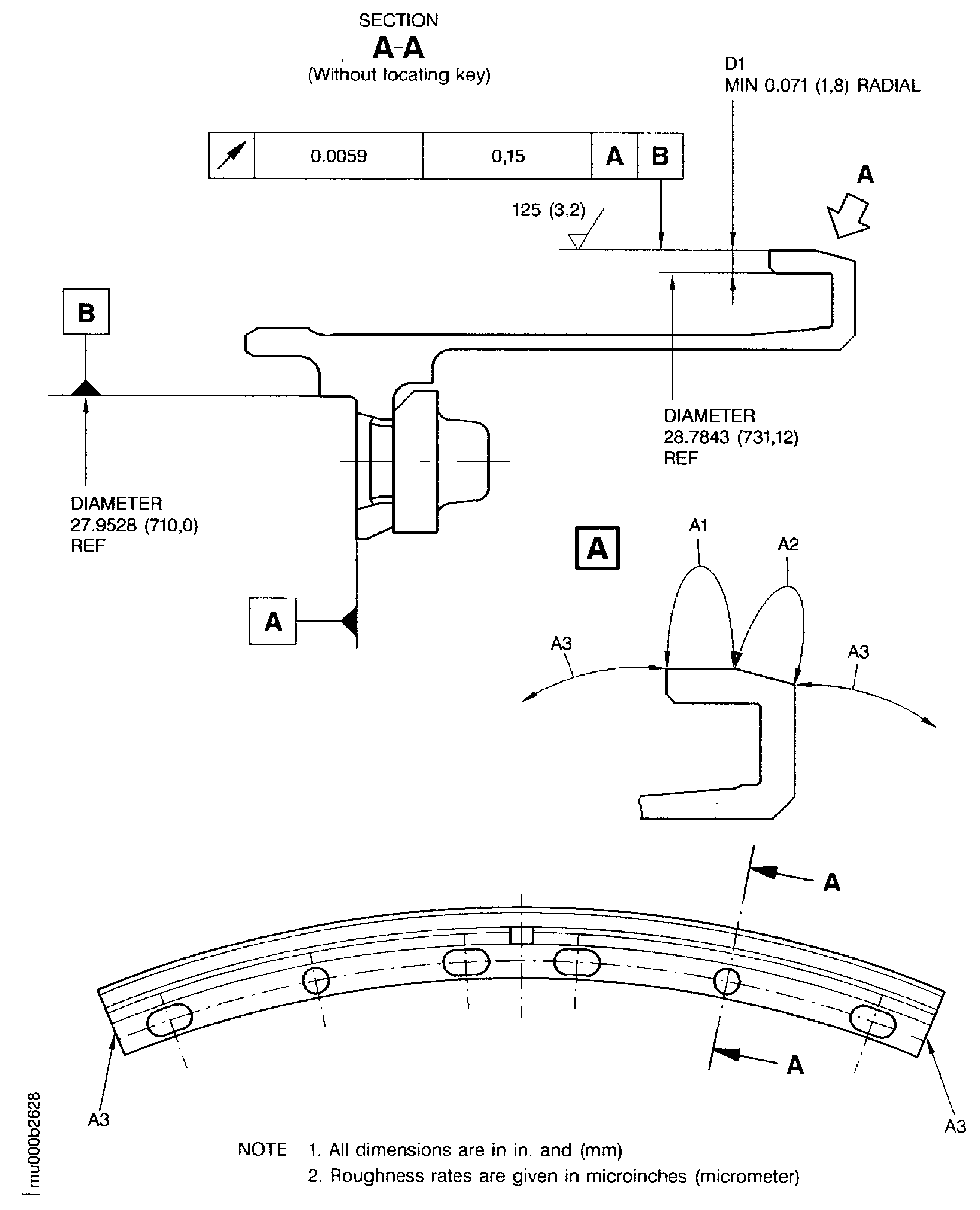 Plasma spray rear hook outer diameter of the outer diffuser support