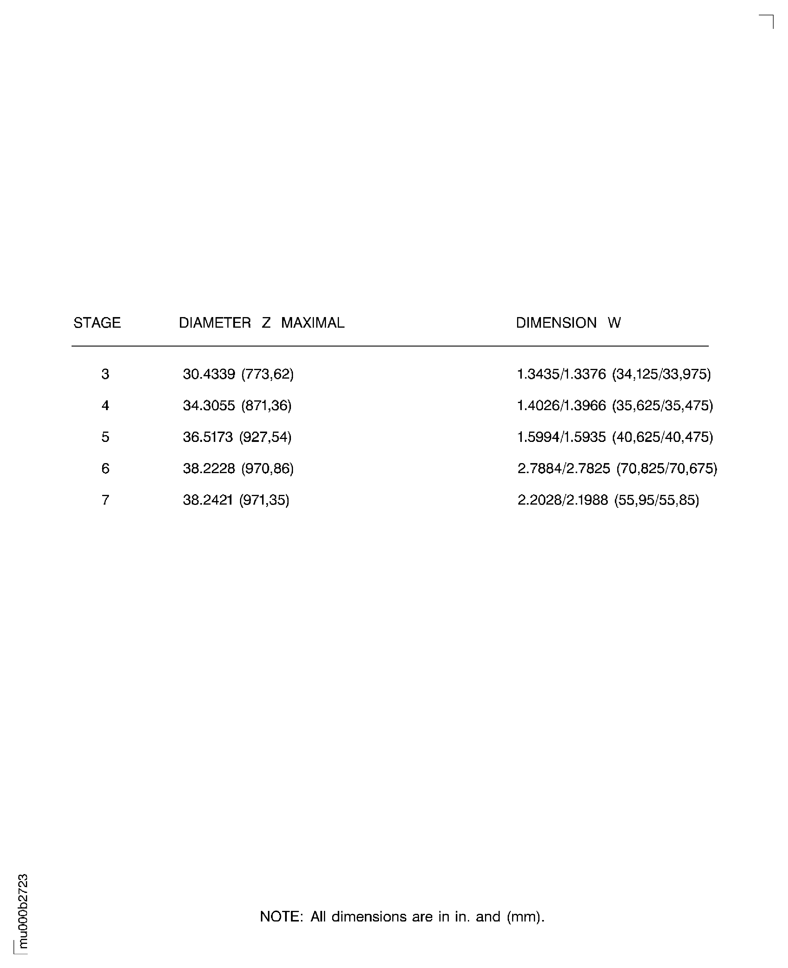 LP turbine case rear vane hook diameters before plasma spraying