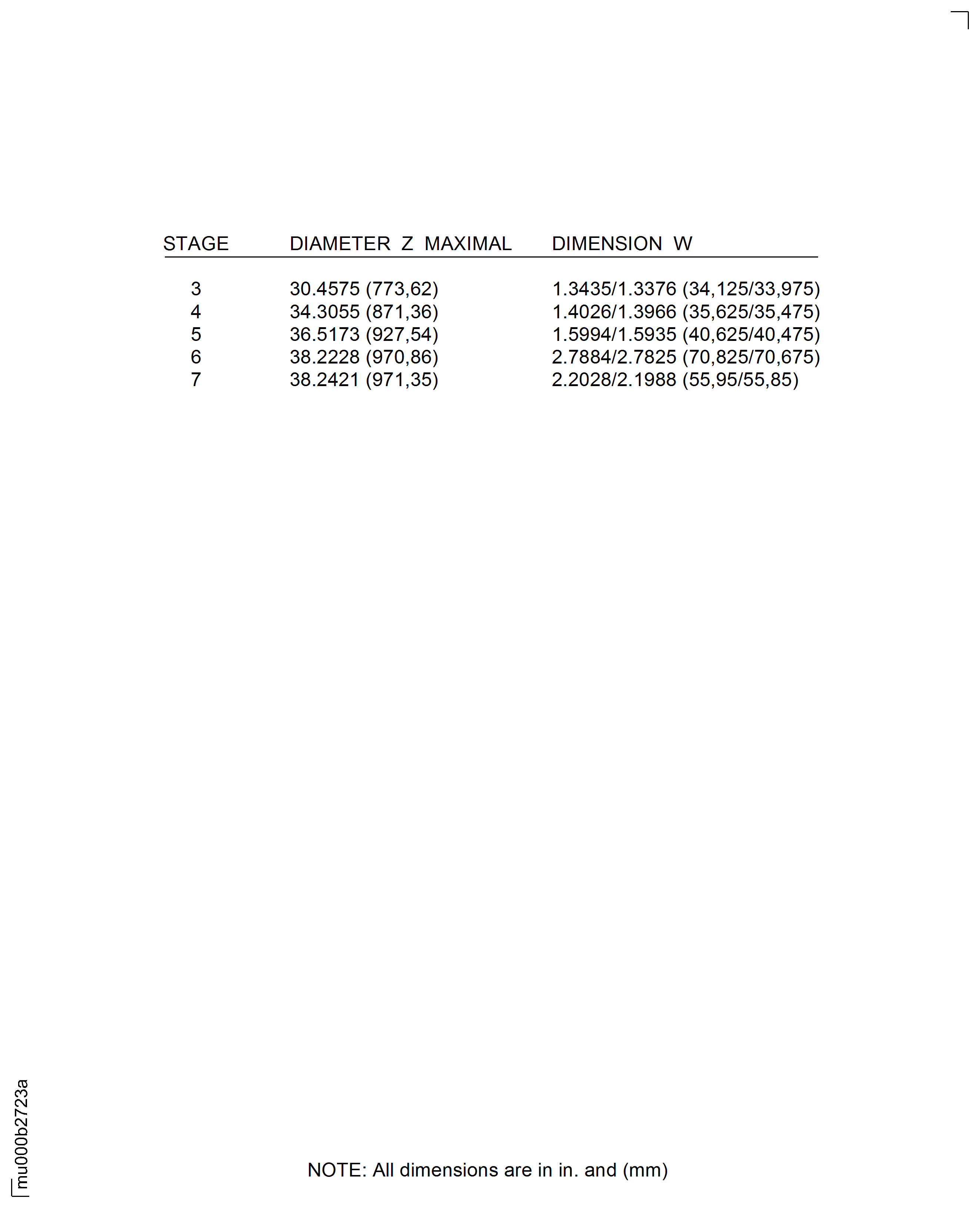 LP turbine case rear vane hook diameters before plasma spraying