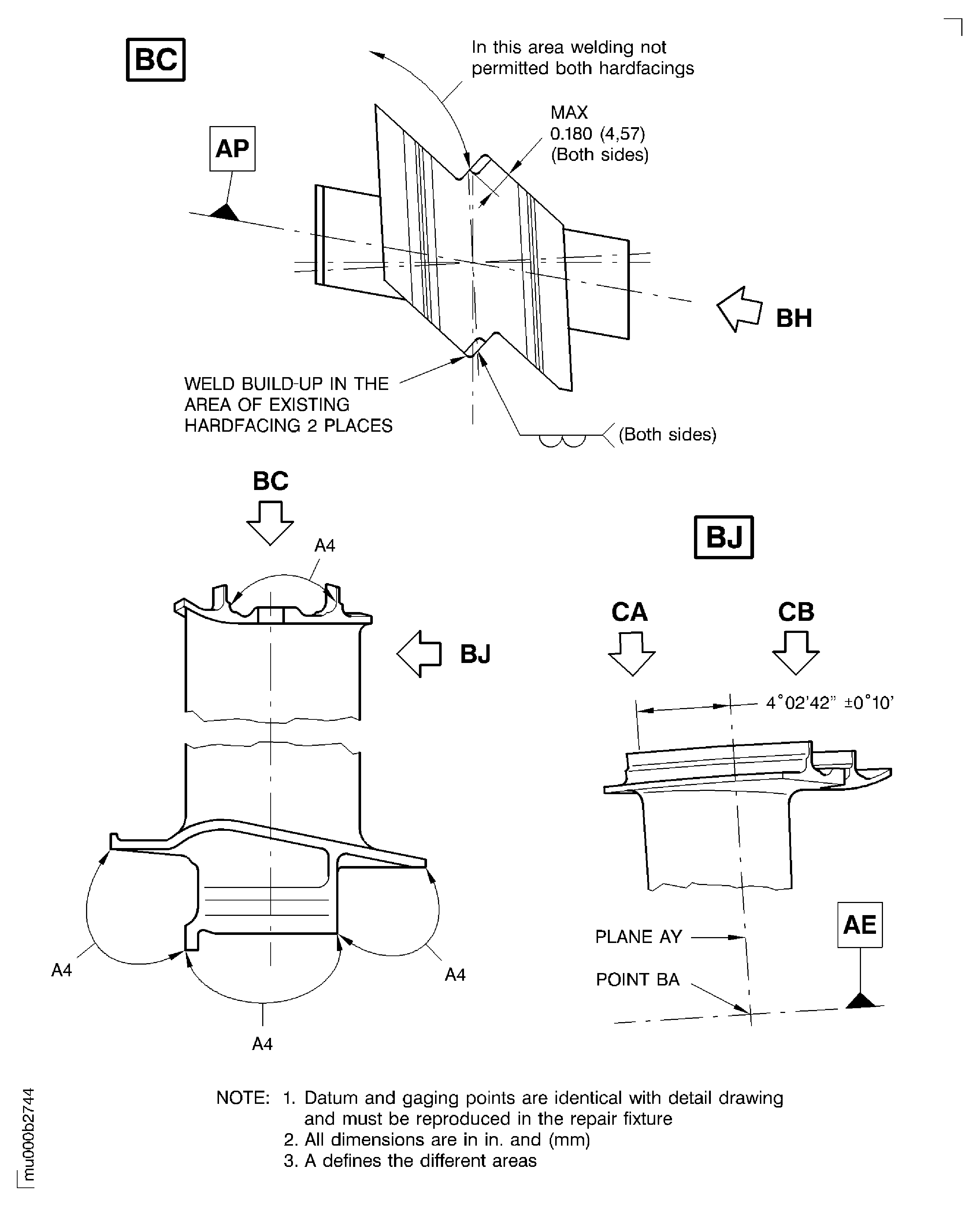 Weld build-up of outer shroud hardfacing of stage 7 turbine blade