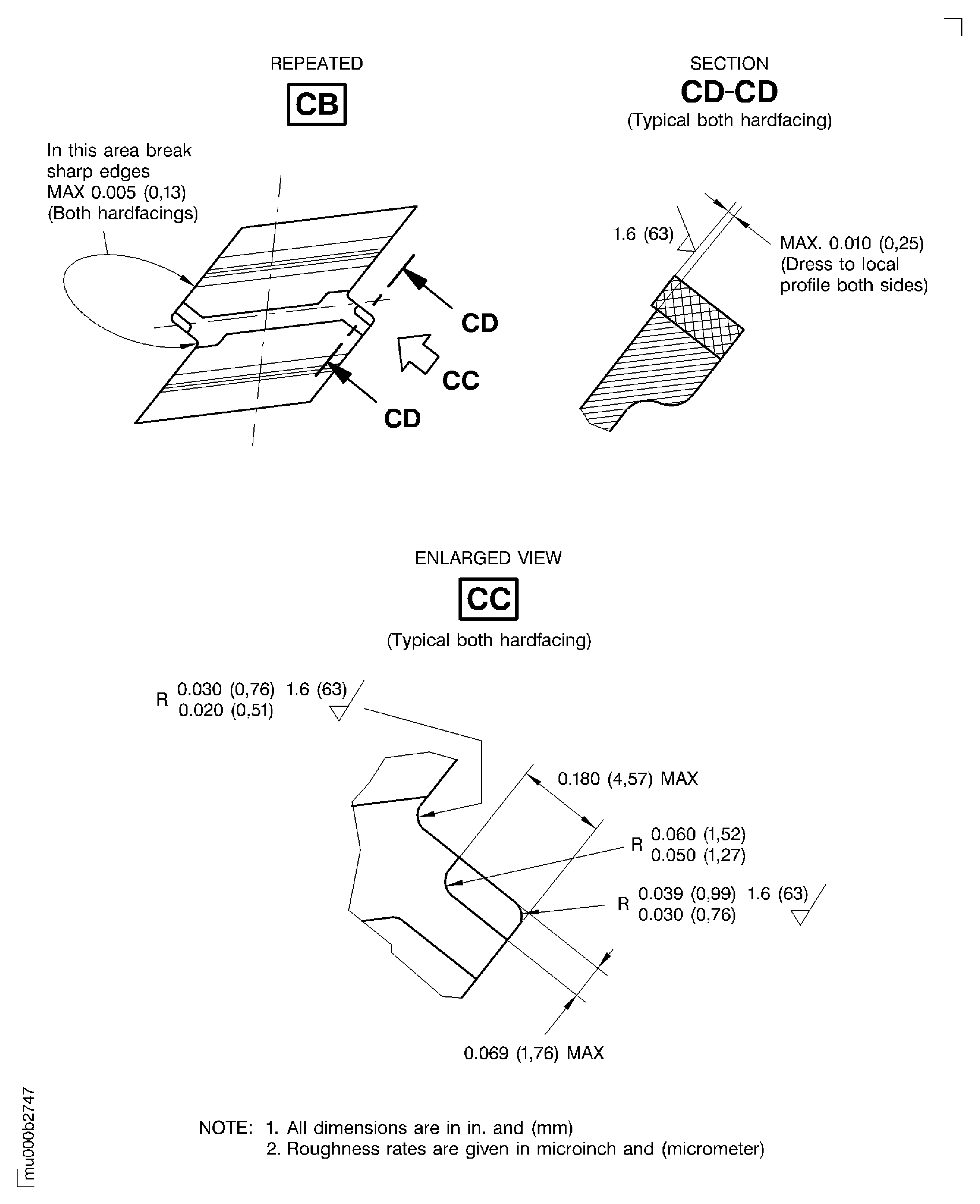Weld build-up of outer shroud hardfacing of stage 7 turbine blade