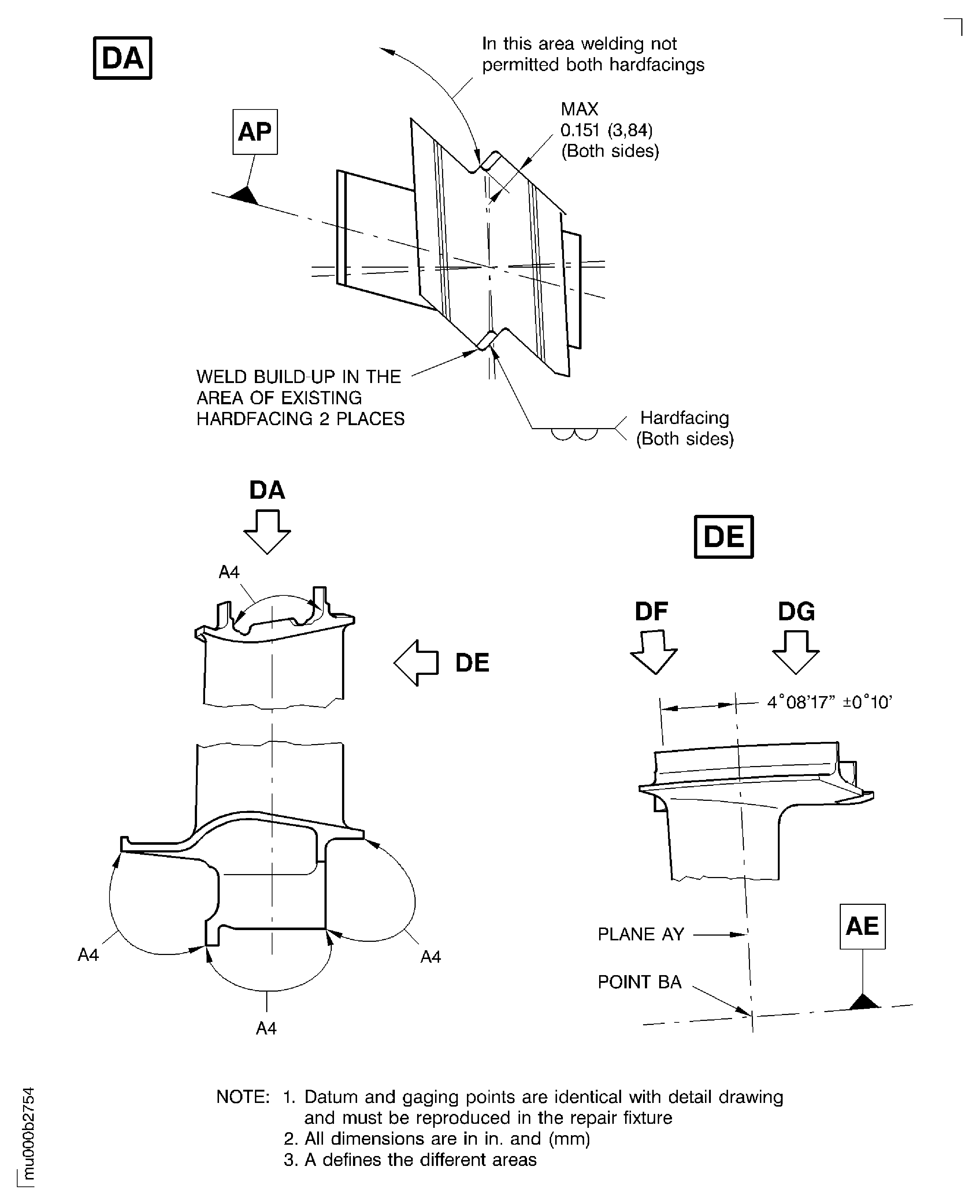 Weld build-up of outer shroud hardfacing of stage 5 turbine blade