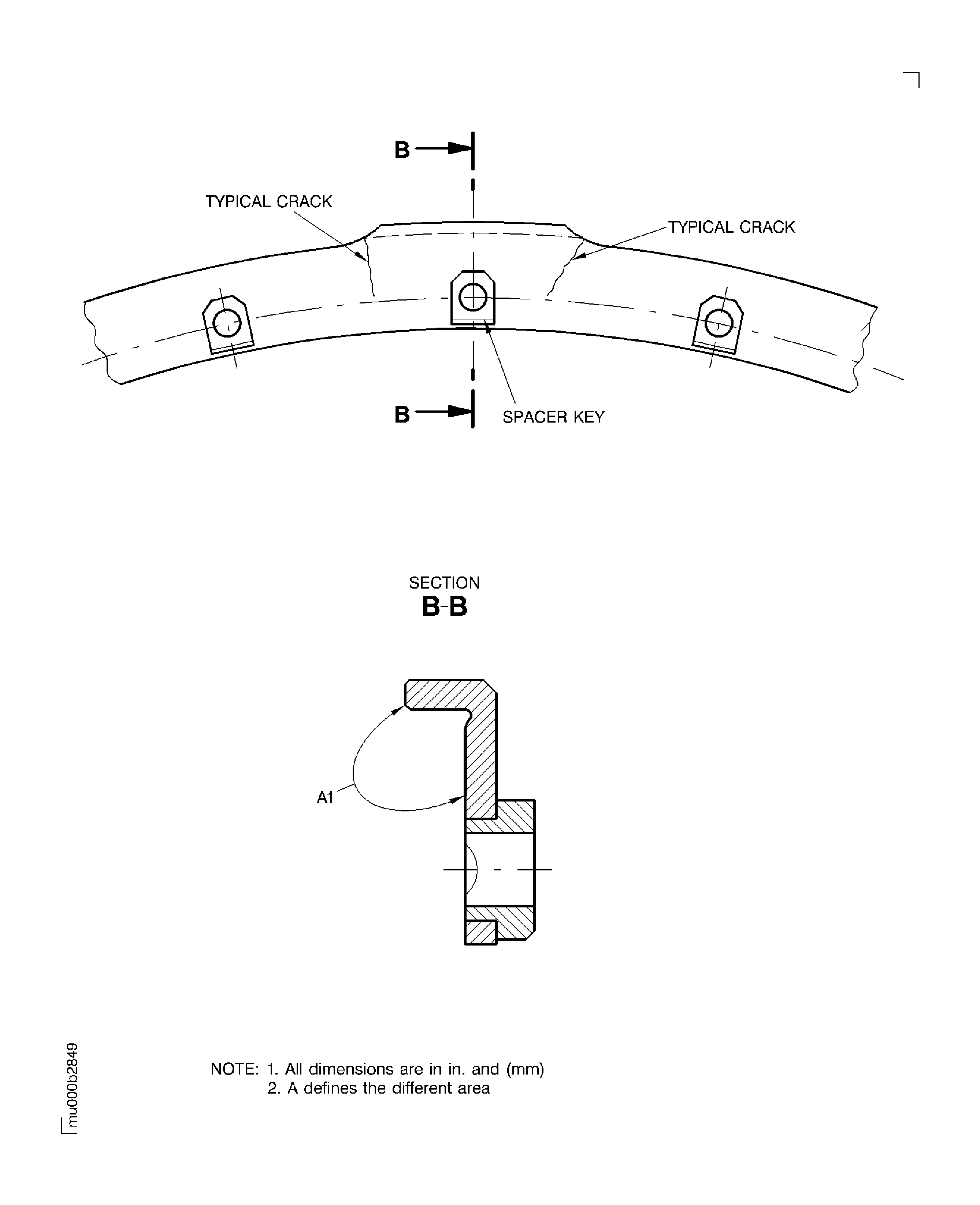 Weld repair cracks on the support ring
assembly