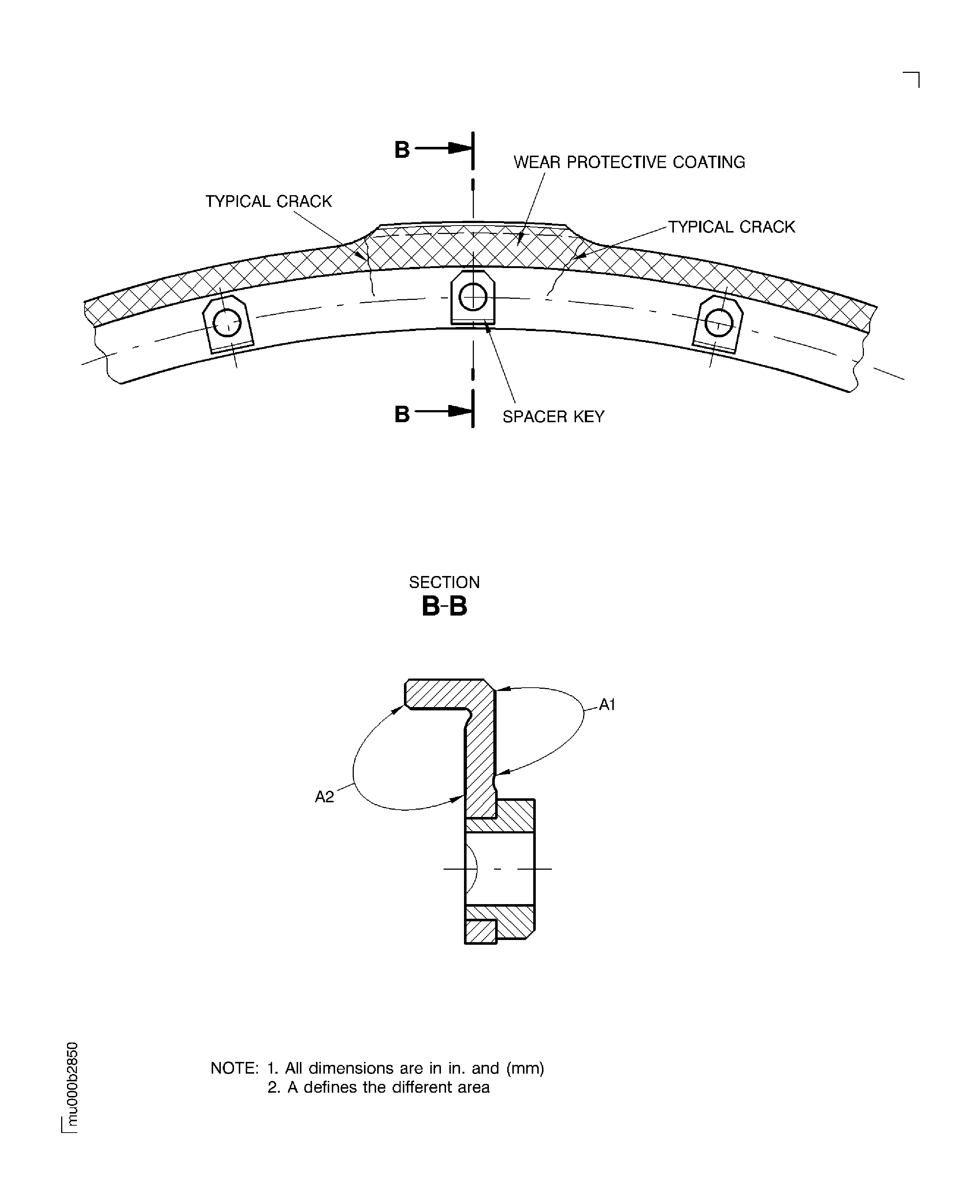 Weld repair cracks on the support ring
assembly