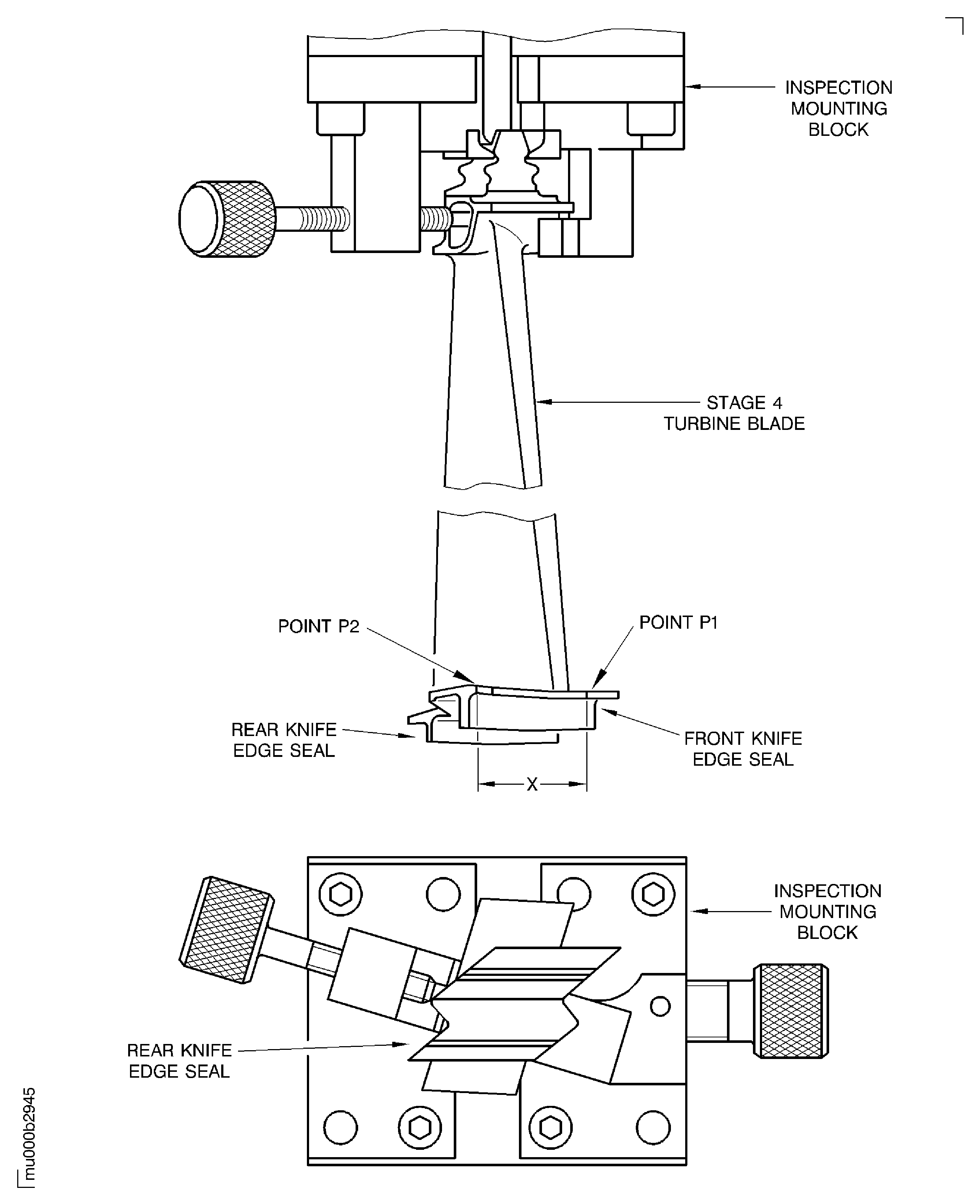 Install the Stage 4 Turbine Blades on to the Inspection Mounting
Block