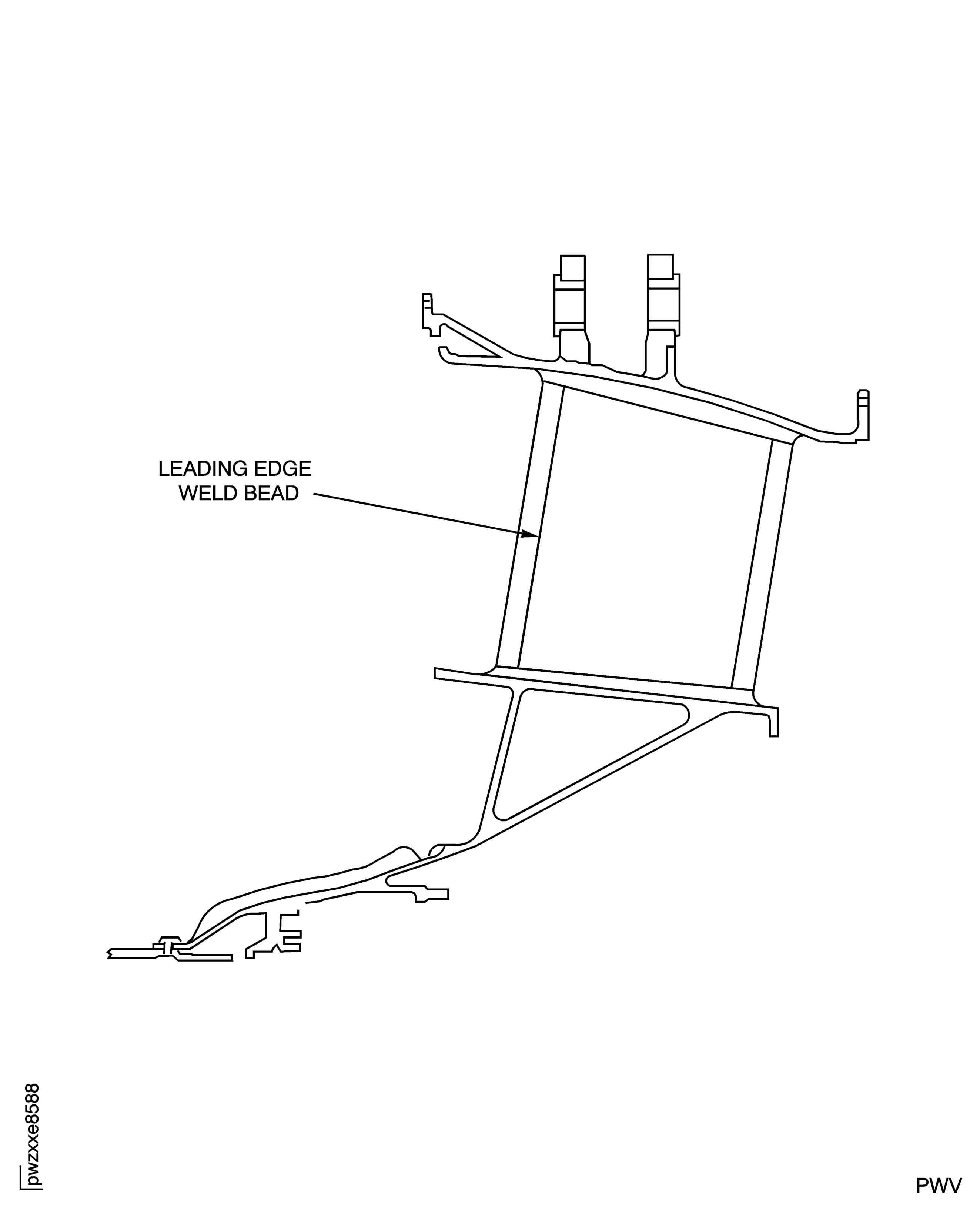 Turbine Exhaust Case Leading Edge Weld Bend Inspection Location