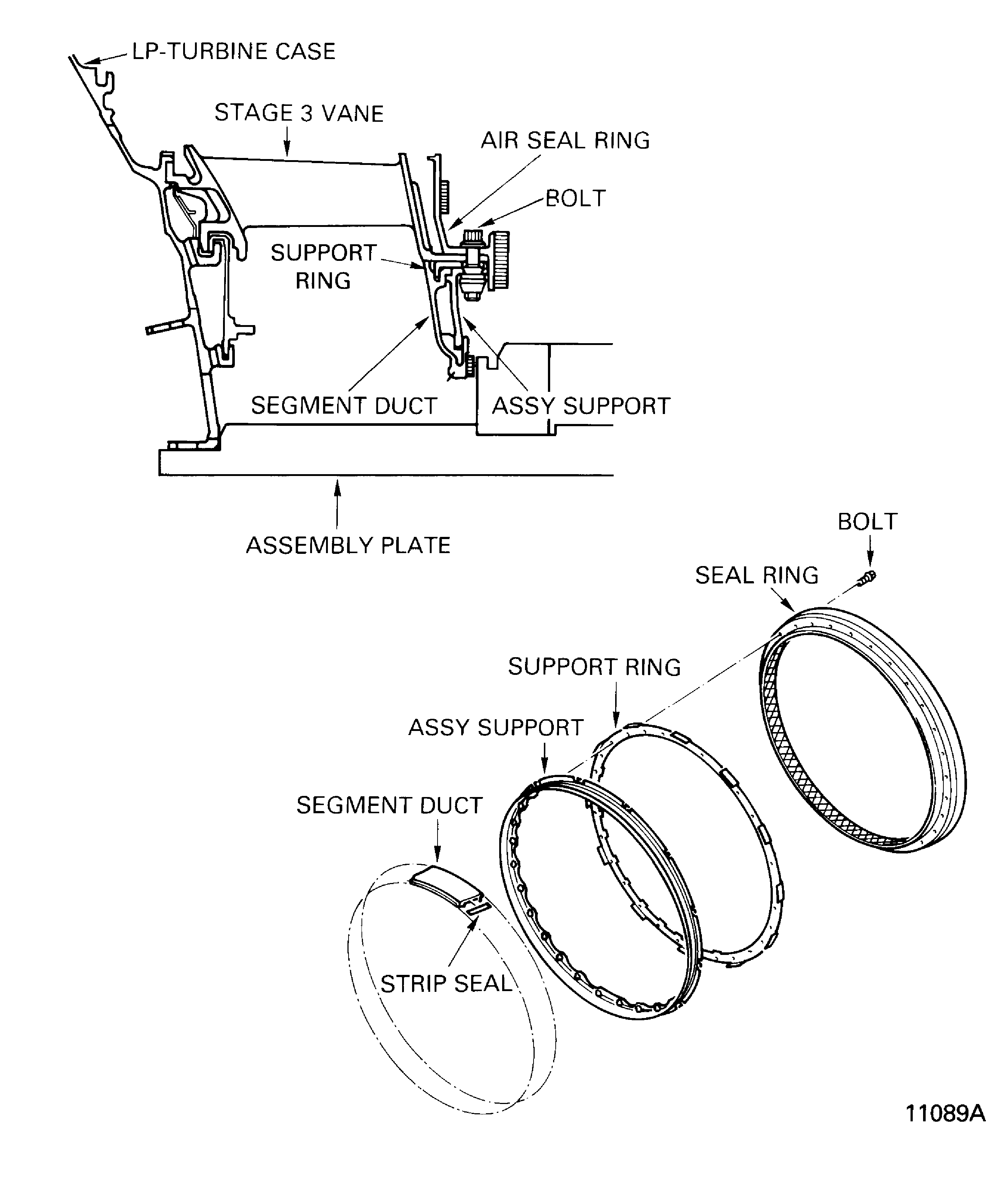 Remove the Stage 3 LP Turbine Diffuser Inner Duct