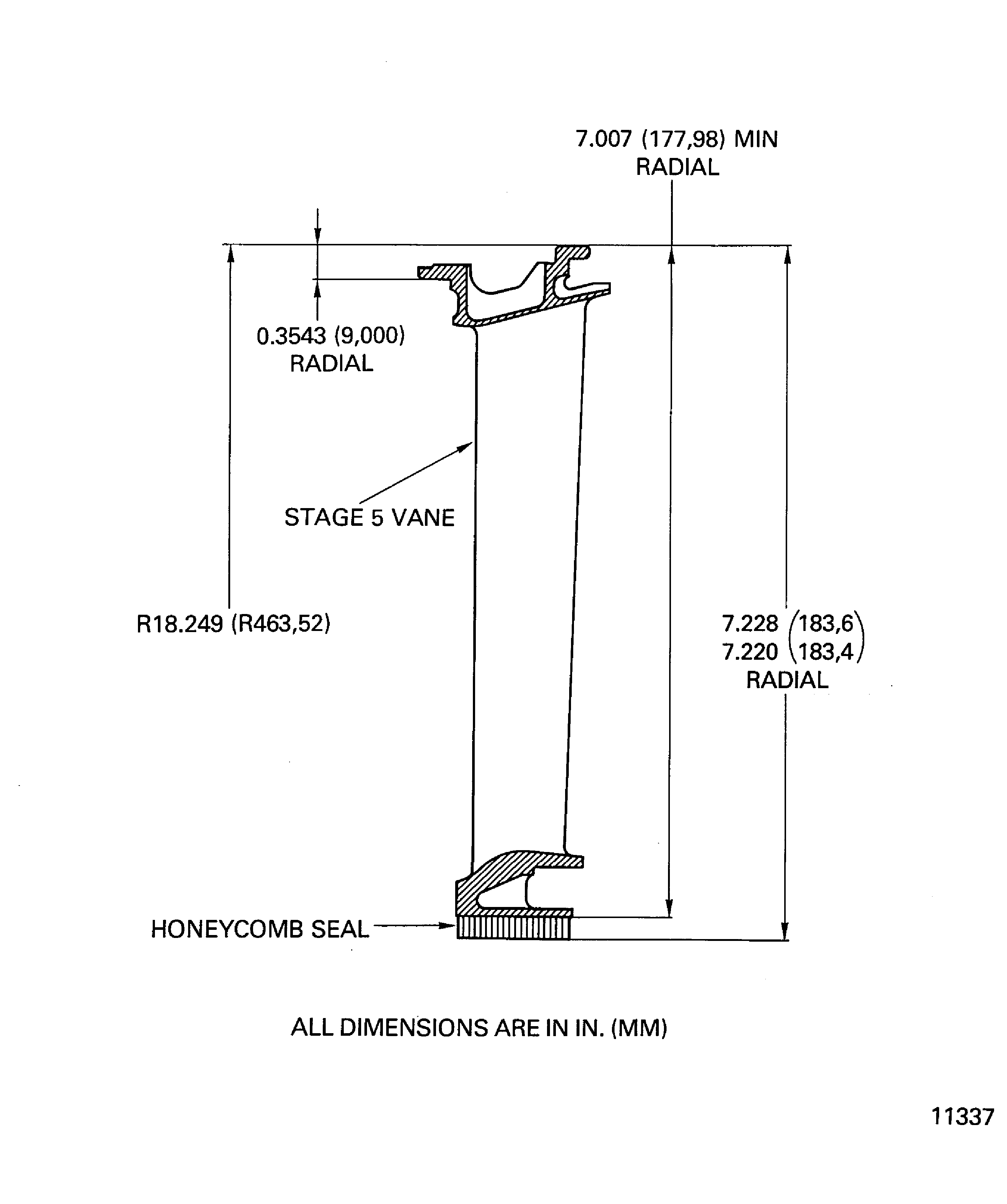 Replace the honeycomb seal segment on the inner buttress of the stage 5 turbine vane