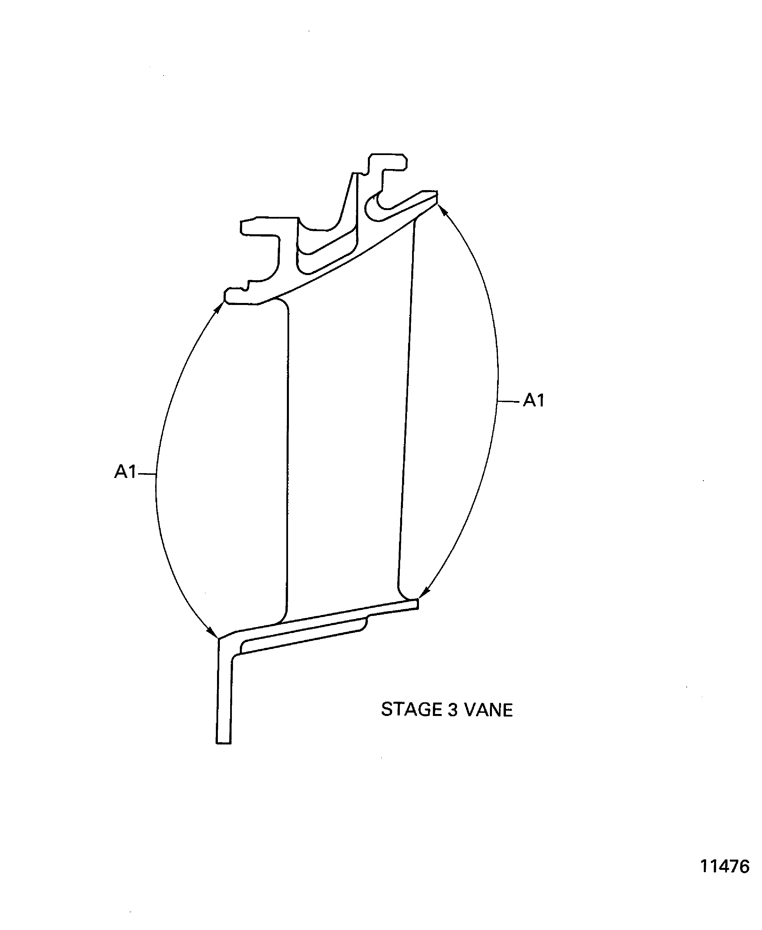 Touch-up coating of the stage 3 turbine vane