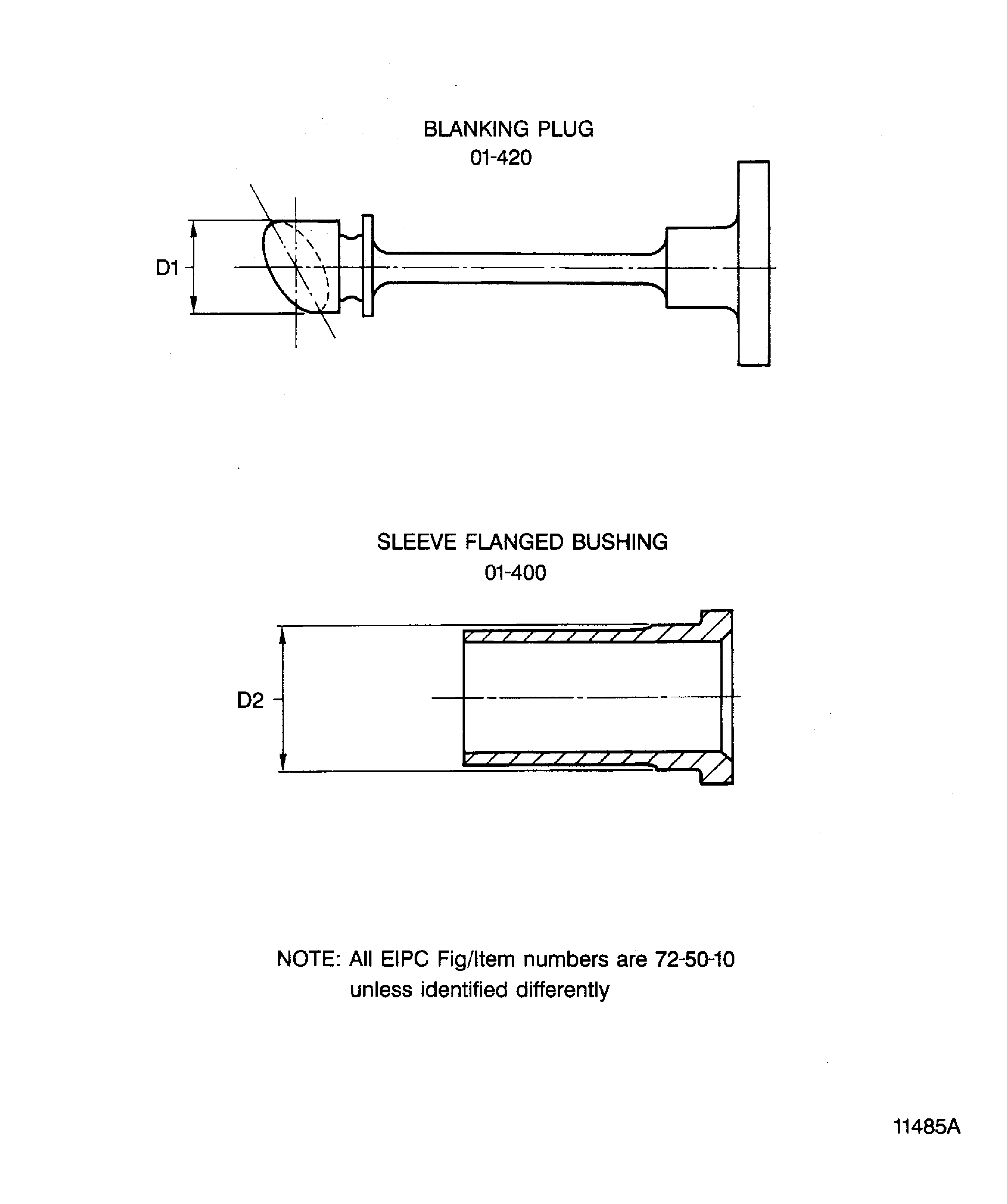 Inspect the blanking plug and the sleeve
flanged bushing