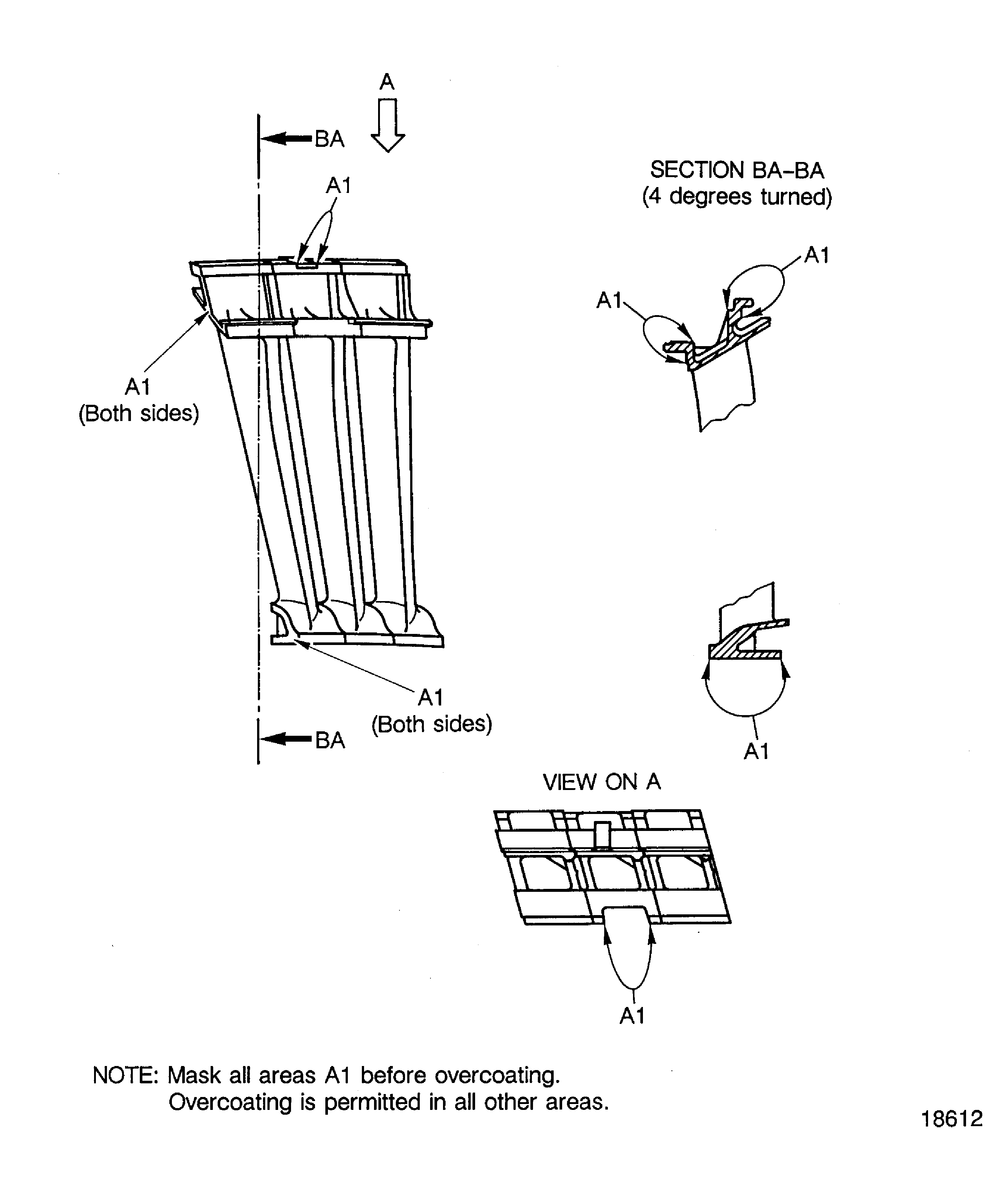 Overcoat the aluminide coating of the turbine vane