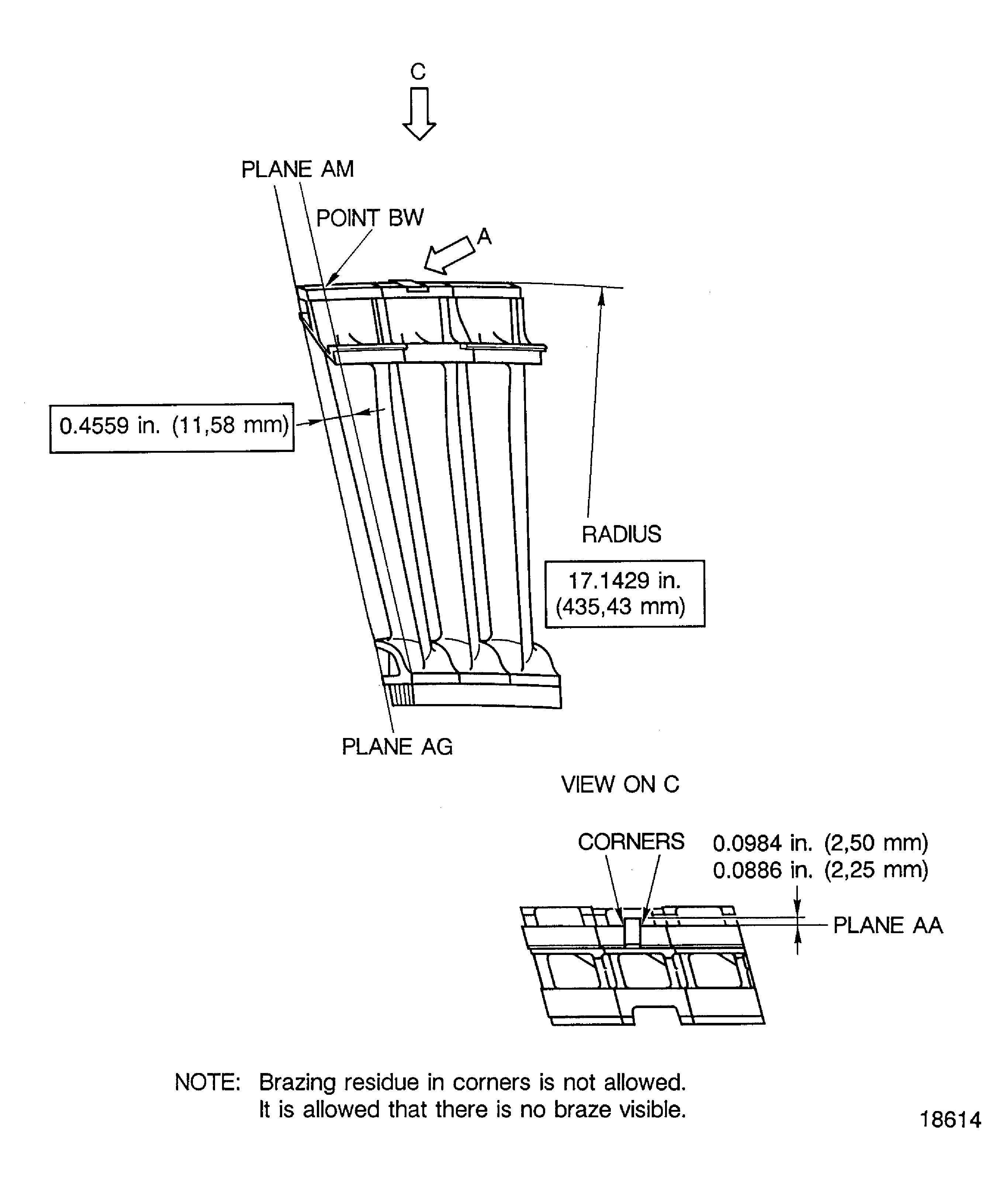 Replace the locating key of the turbine vane